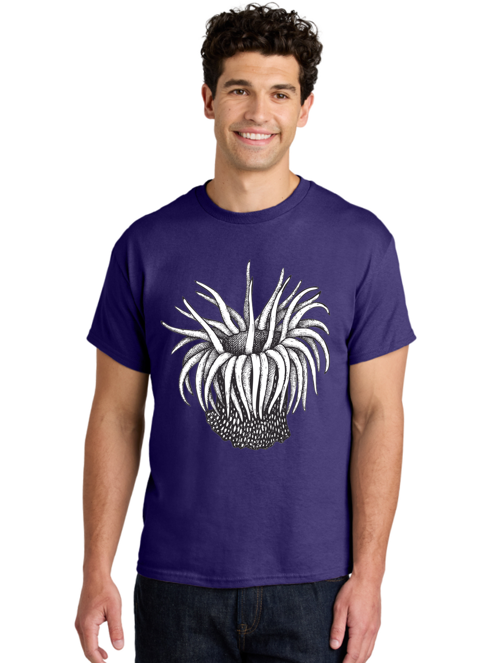 Dandelion Men'S Graphic Tee, 100% Cotton, Comfortable Casual Summer Wear, Machine Washable, Thistle Flower, Wildflower, Black And White Illustration, Botanical Art, Floral Design, Intricate Details, Spiky Petals Aad692