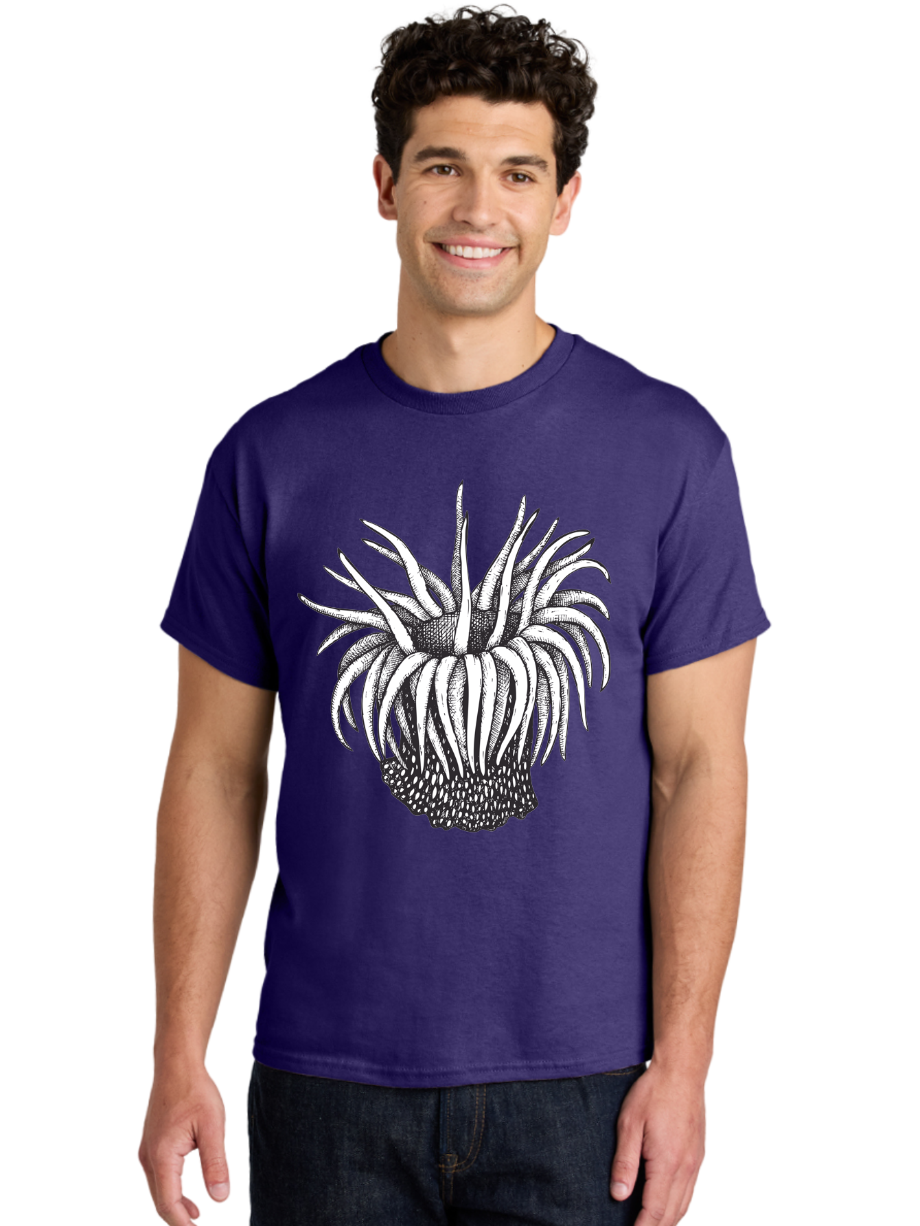 Dandelion Men'S Graphic Tee, 100% Cotton, Comfortable Casual Summer Wear, Machine Washable, Thistle Flower, Wildflower, Black And White Illustration, Botanical Art, Floral Design, Intricate Details, Spiky Petals Aad692