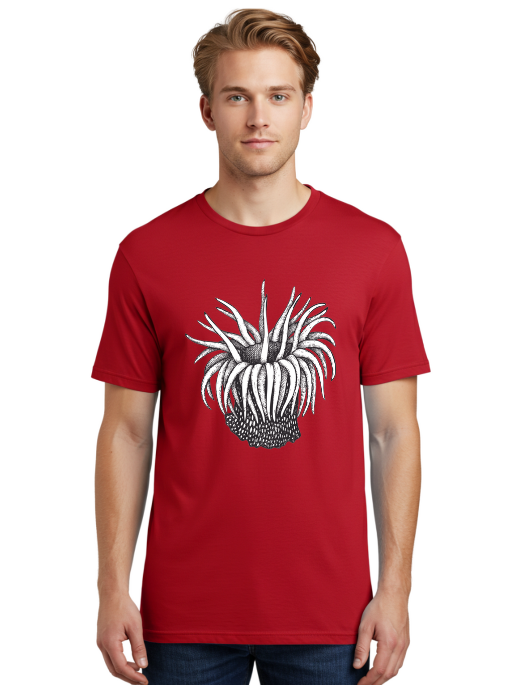 Dandelion Men'S Graphic Tee, 100% Cotton, Comfortable Casual Summer Wear, Machine Washable, Thistle Flower, Wildflower, Black And White Illustration, Botanical Art, Floral Design, Intricate Details, Spiky Petals Aad692