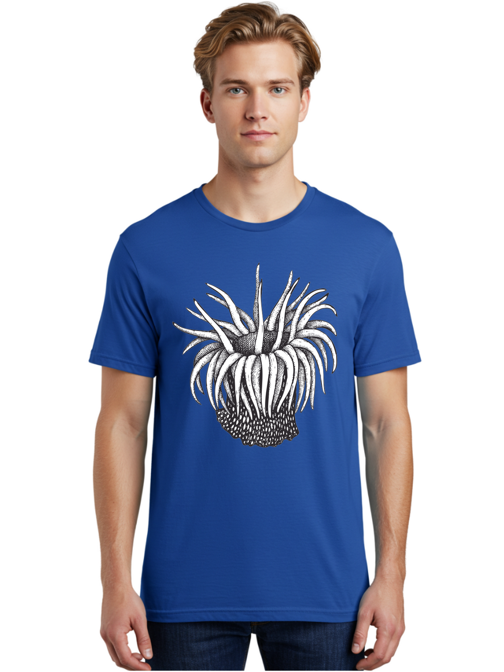 Dandelion Men'S Graphic Tee, 100% Cotton, Comfortable Casual Summer Wear, Machine Washable, Thistle Flower, Wildflower, Black And White Illustration, Botanical Art, Floral Design, Intricate Details, Spiky Petals Aad692