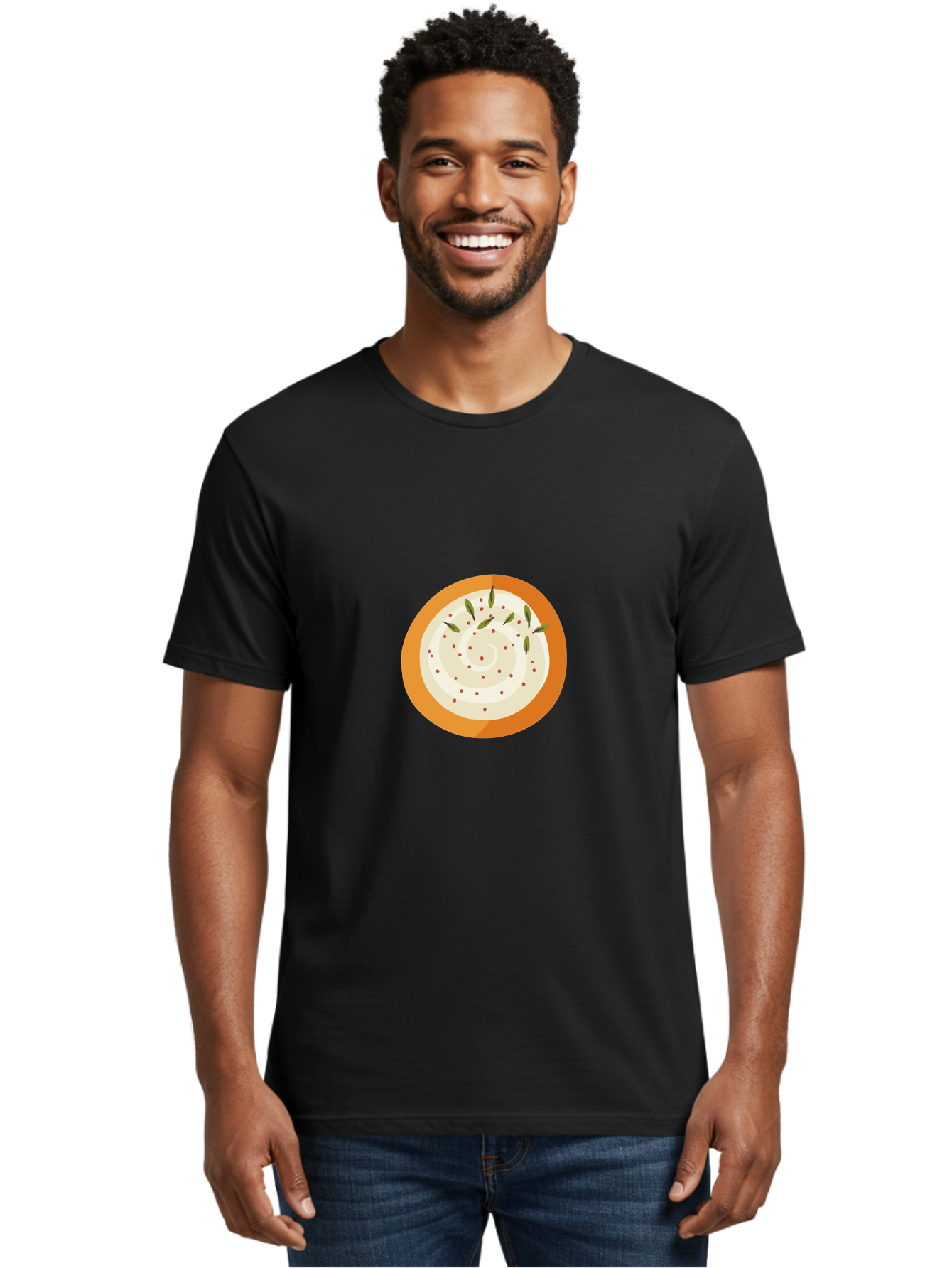 Dip-With-Herbs Men'S Graphic Tee, 100% Cotton, Comfortable Casual Summer Wear, Machine Washable, Creamy Dip, Bowl Of Dip, Herby Flavors, Spicy Kick, Appetizing Snack, Tasty Treat, Delicious Dip, Snack Time, Flavorful Dip Aad696