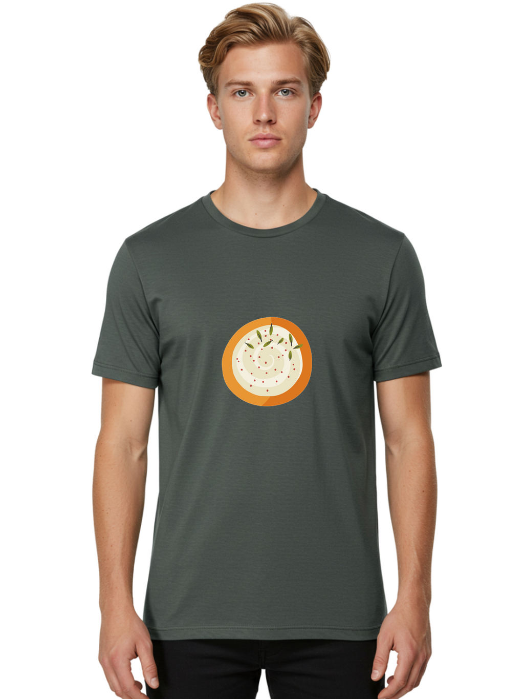 Dip-With-Herbs Men'S Graphic Tee, 100% Cotton, Comfortable Casual Summer Wear, Machine Washable, Creamy Dip, Bowl Of Dip, Herby Flavors, Spicy Kick, Appetizing Snack, Tasty Treat, Delicious Dip, Snack Time, Flavorful Dip Aad696