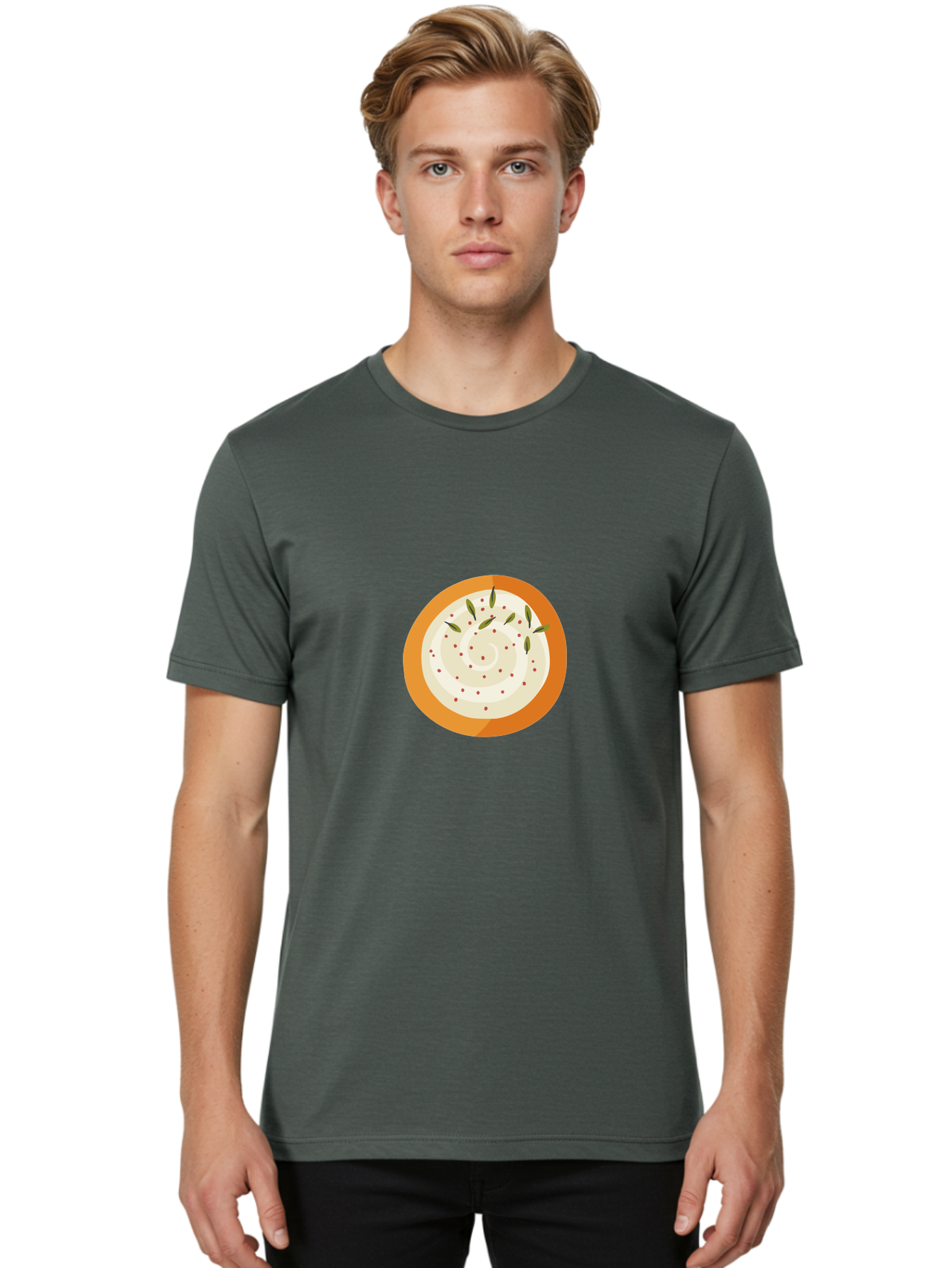 Dip-With-Herbs Men'S Graphic Tee, 100% Cotton, Comfortable Casual Summer Wear, Machine Washable, Creamy Dip, Bowl Of Dip, Herby Flavors, Spicy Kick, Appetizing Snack, Tasty Treat, Delicious Dip, Snack Time, Flavorful Dip Aad696