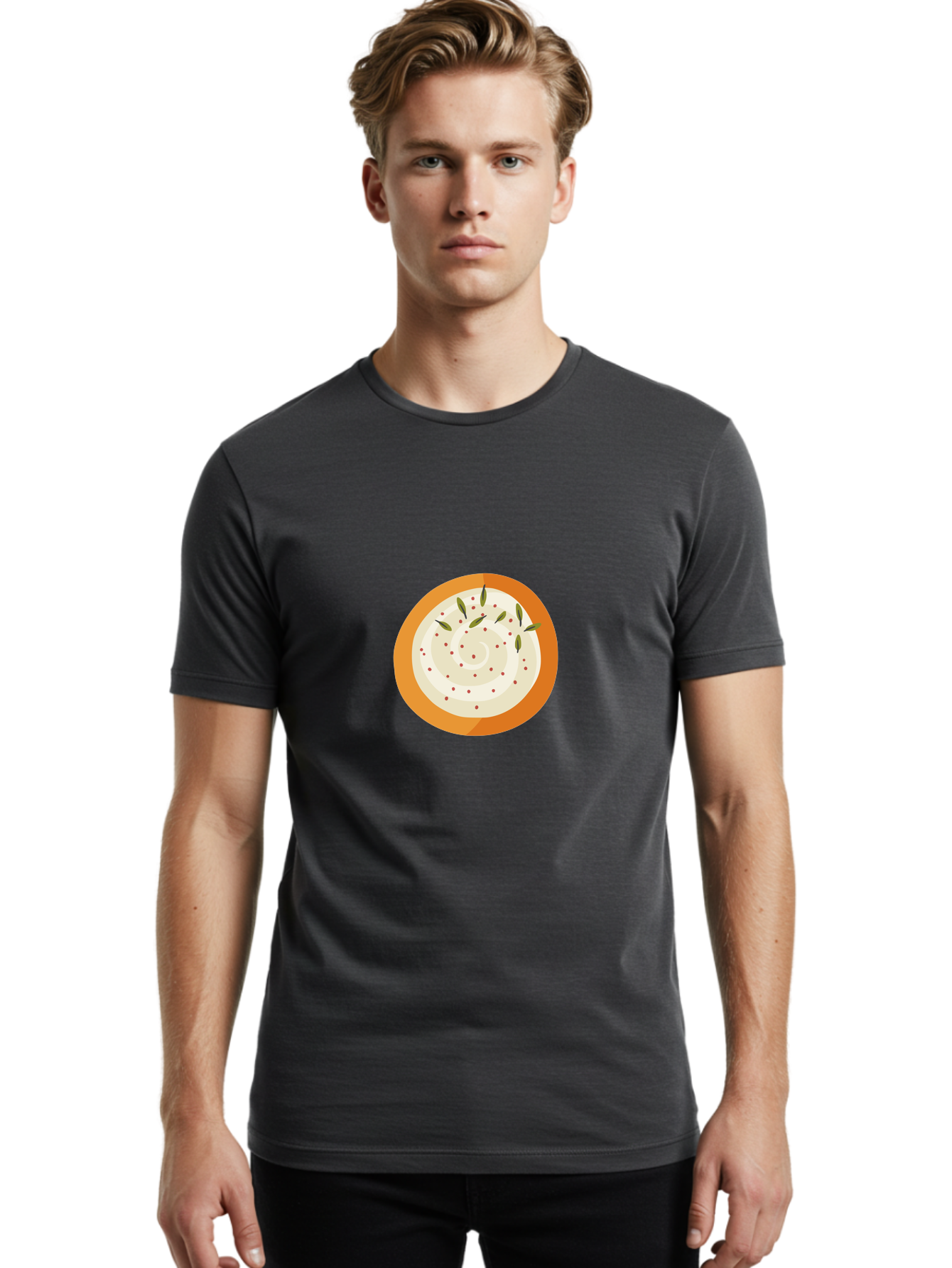 Dip-With-Herbs Men'S Graphic Tee, 100% Cotton, Comfortable Casual Summer Wear, Machine Washable, Creamy Dip, Bowl Of Dip, Herby Flavors, Spicy Kick, Appetizing Snack, Tasty Treat, Delicious Dip, Snack Time, Flavorful Dip Aad696