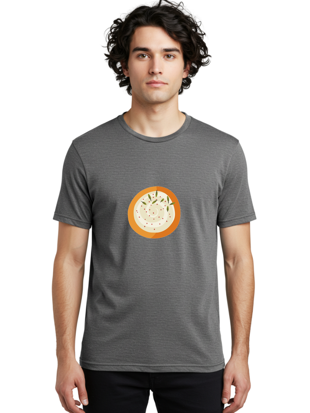 Dip-With-Herbs Men'S Graphic Tee, 100% Cotton, Comfortable Casual Summer Wear, Machine Washable, Creamy Dip, Bowl Of Dip, Herby Flavors, Spicy Kick, Appetizing Snack, Tasty Treat, Delicious Dip, Snack Time, Flavorful Dip Aad696
