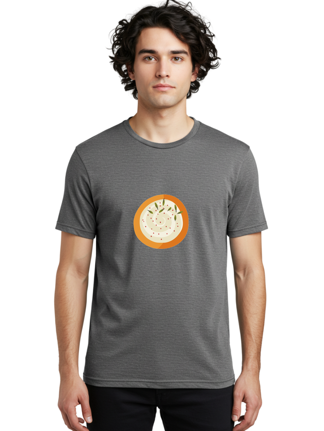 Dip-With-Herbs Men'S Graphic Tee, 100% Cotton, Comfortable Casual Summer Wear, Machine Washable, Creamy Dip, Bowl Of Dip, Herby Flavors, Spicy Kick, Appetizing Snack, Tasty Treat, Delicious Dip, Snack Time, Flavorful Dip Aad696