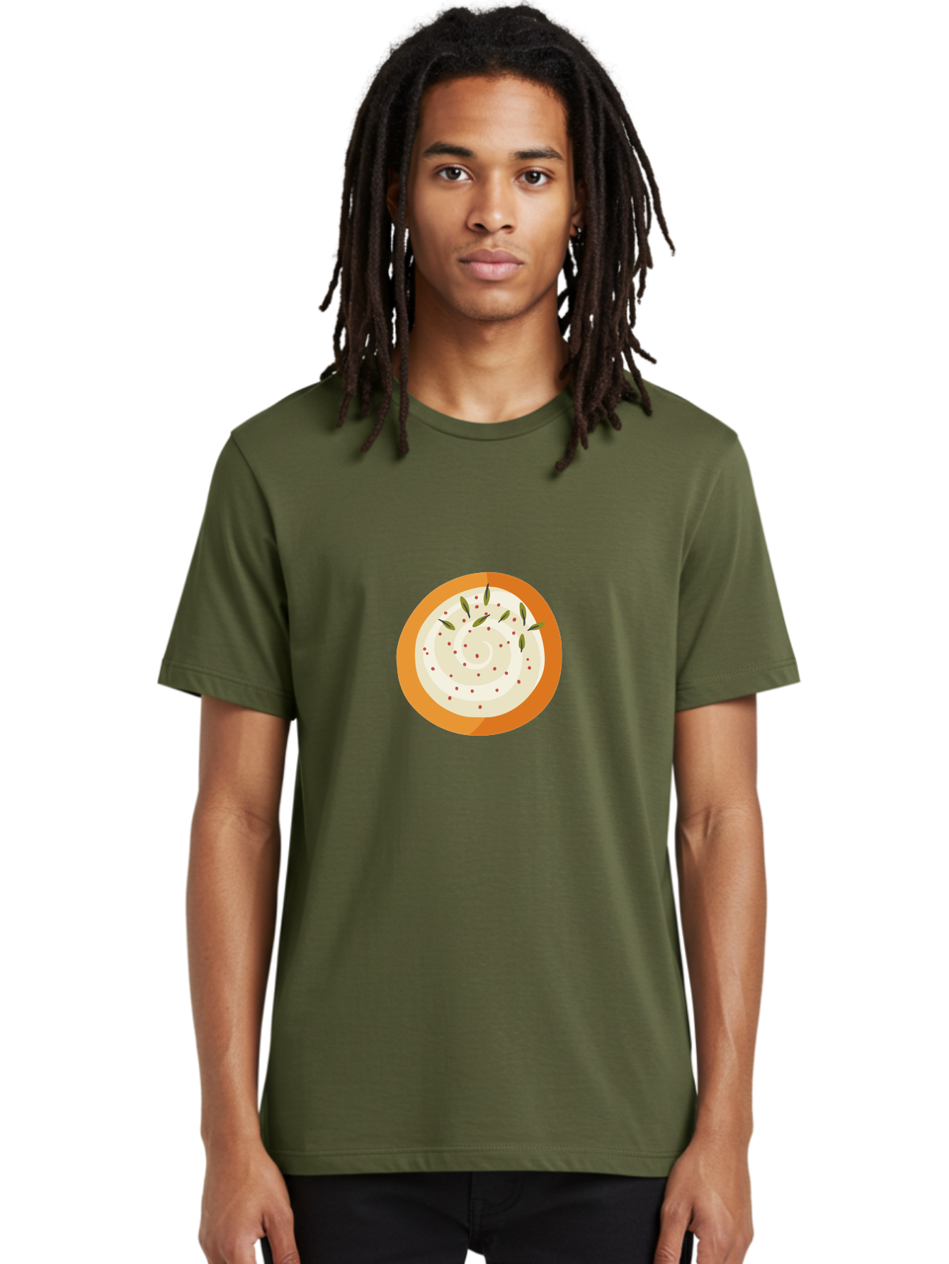 Dip-With-Herbs Men'S Graphic Tee, 100% Cotton, Comfortable Casual Summer Wear, Machine Washable, Creamy Dip, Bowl Of Dip, Herby Flavors, Spicy Kick, Appetizing Snack, Tasty Treat, Delicious Dip, Snack Time, Flavorful Dip Aad696