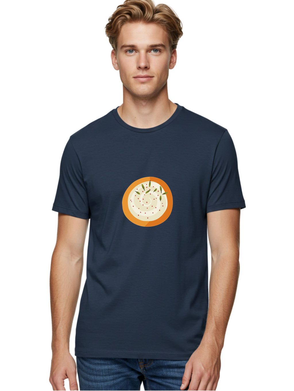 Dip-With-Herbs Men'S Graphic Tee, 100% Cotton, Comfortable Casual Summer Wear, Machine Washable, Creamy Dip, Bowl Of Dip, Herby Flavors, Spicy Kick, Appetizing Snack, Tasty Treat, Delicious Dip, Snack Time, Flavorful Dip Aad696