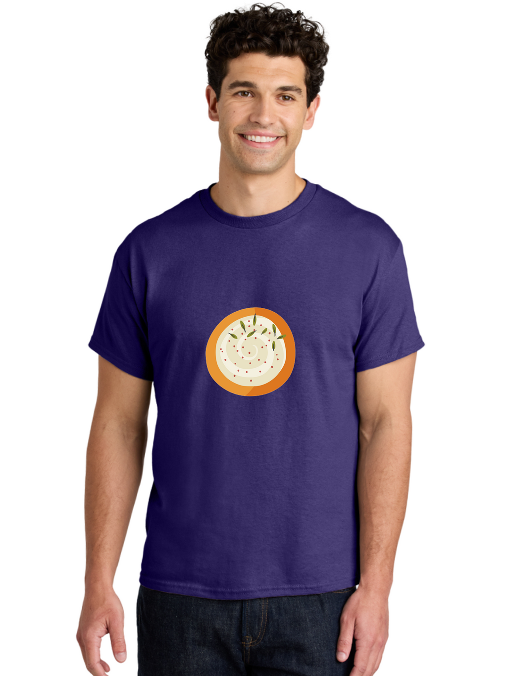 Dip-With-Herbs Men'S Graphic Tee, 100% Cotton, Comfortable Casual Summer Wear, Machine Washable, Creamy Dip, Bowl Of Dip, Herby Flavors, Spicy Kick, Appetizing Snack, Tasty Treat, Delicious Dip, Snack Time, Flavorful Dip Aad696