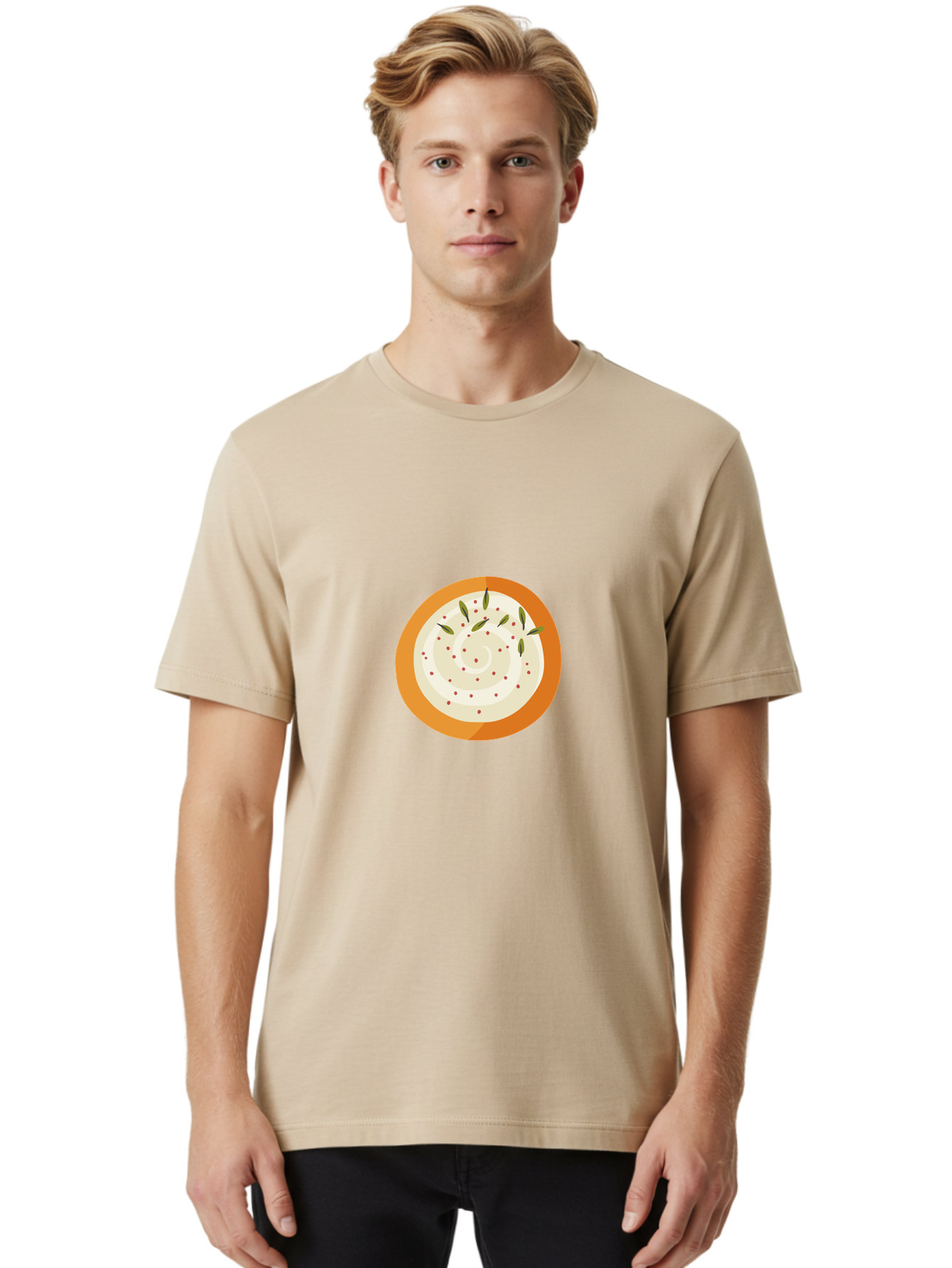 Dip-With-Herbs Men'S Graphic Tee, 100% Cotton, Comfortable Casual Summer Wear, Machine Washable, Creamy Dip, Bowl Of Dip, Herby Flavors, Spicy Kick, Appetizing Snack, Tasty Treat, Delicious Dip, Snack Time, Flavorful Dip Aad696