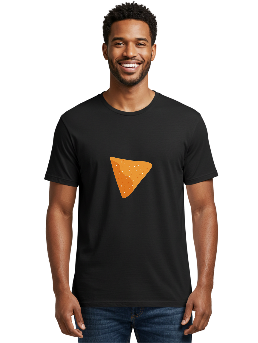Dorito-Chip Men'S Graphic Tee, 100% Cotton, Comfortable Casual Summer Wear, Machine Washable, Triangular Chip, Crunchy Snack, Flavorful Treat, Savory Delight, Tasty Munchie, Junk Food Favorite, Cheesy Flavor Aad697