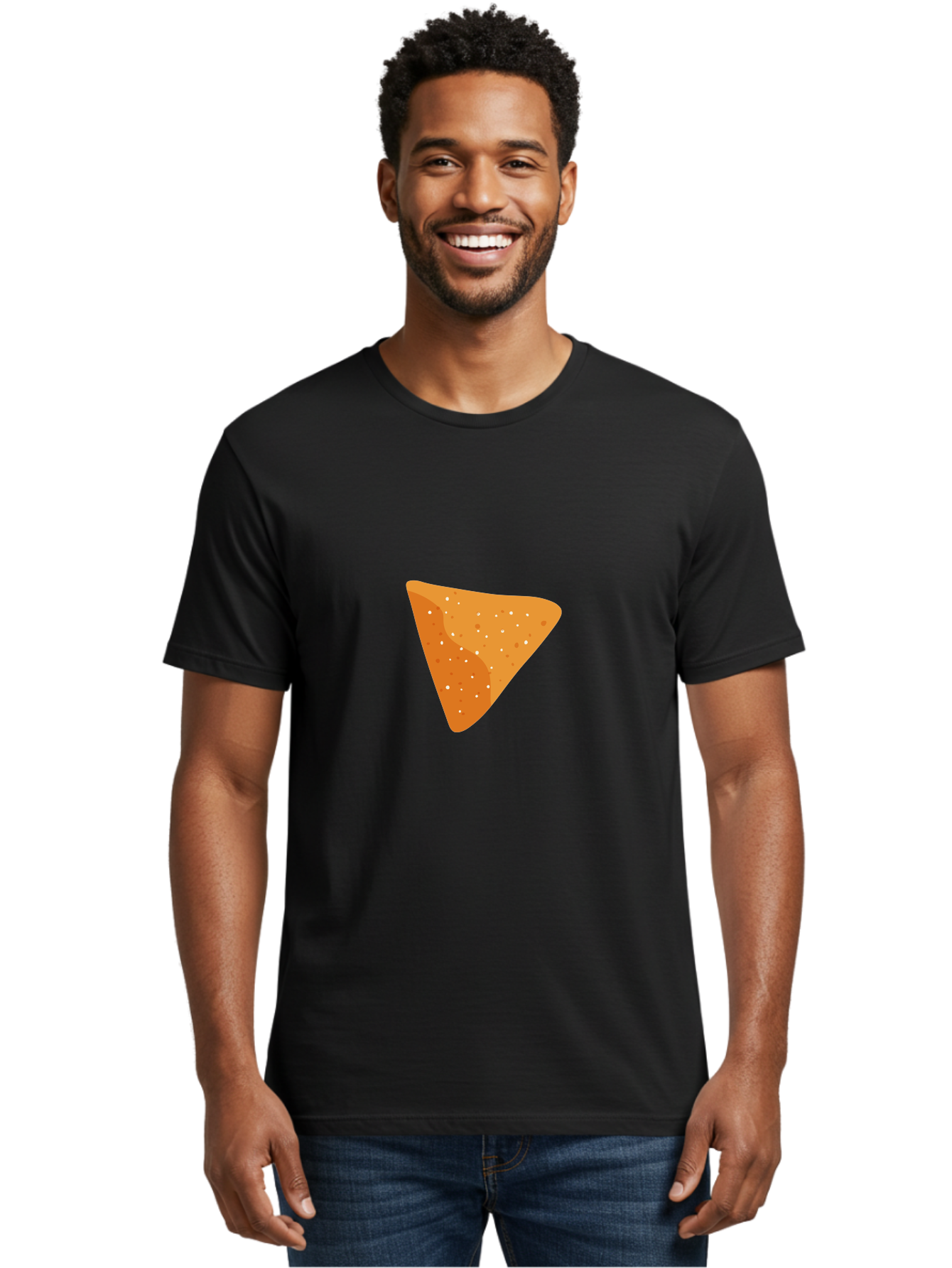 Dorito-Chip Men'S Graphic Tee, 100% Cotton, Comfortable Casual Summer Wear, Machine Washable, Triangular Chip, Crunchy Snack, Flavorful Treat, Savory Delight, Tasty Munchie, Junk Food Favorite, Cheesy Flavor Aad697