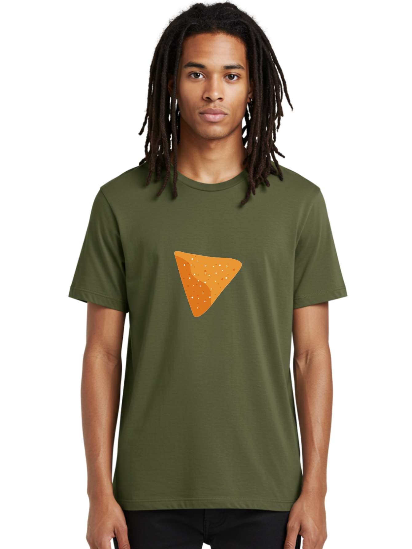Dorito-Chip Men'S Graphic Tee, 100% Cotton, Comfortable Casual Summer Wear, Machine Washable, Triangular Chip, Crunchy Snack, Flavorful Treat, Savory Delight, Tasty Munchie, Junk Food Favorite, Cheesy Flavor Aad697