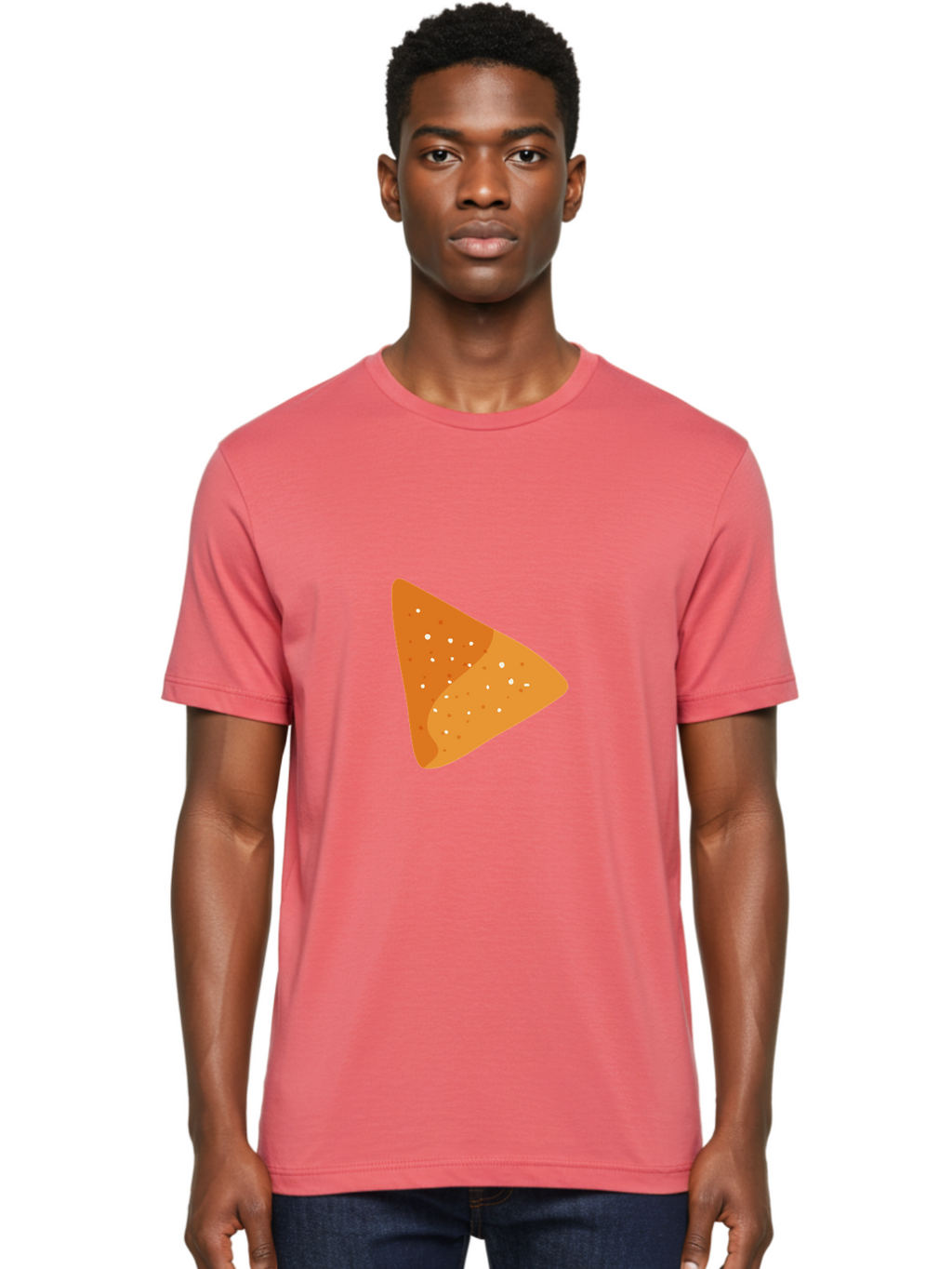 Doritos Men'S Graphic Tee, 100% Cotton, Comfortable Casual Summer Wear, Machine Washable, Play Button, Play Icon, Triangle Shape, Orange Color, Video Playback, Media Control, Simple Design, Modern Style Aad699