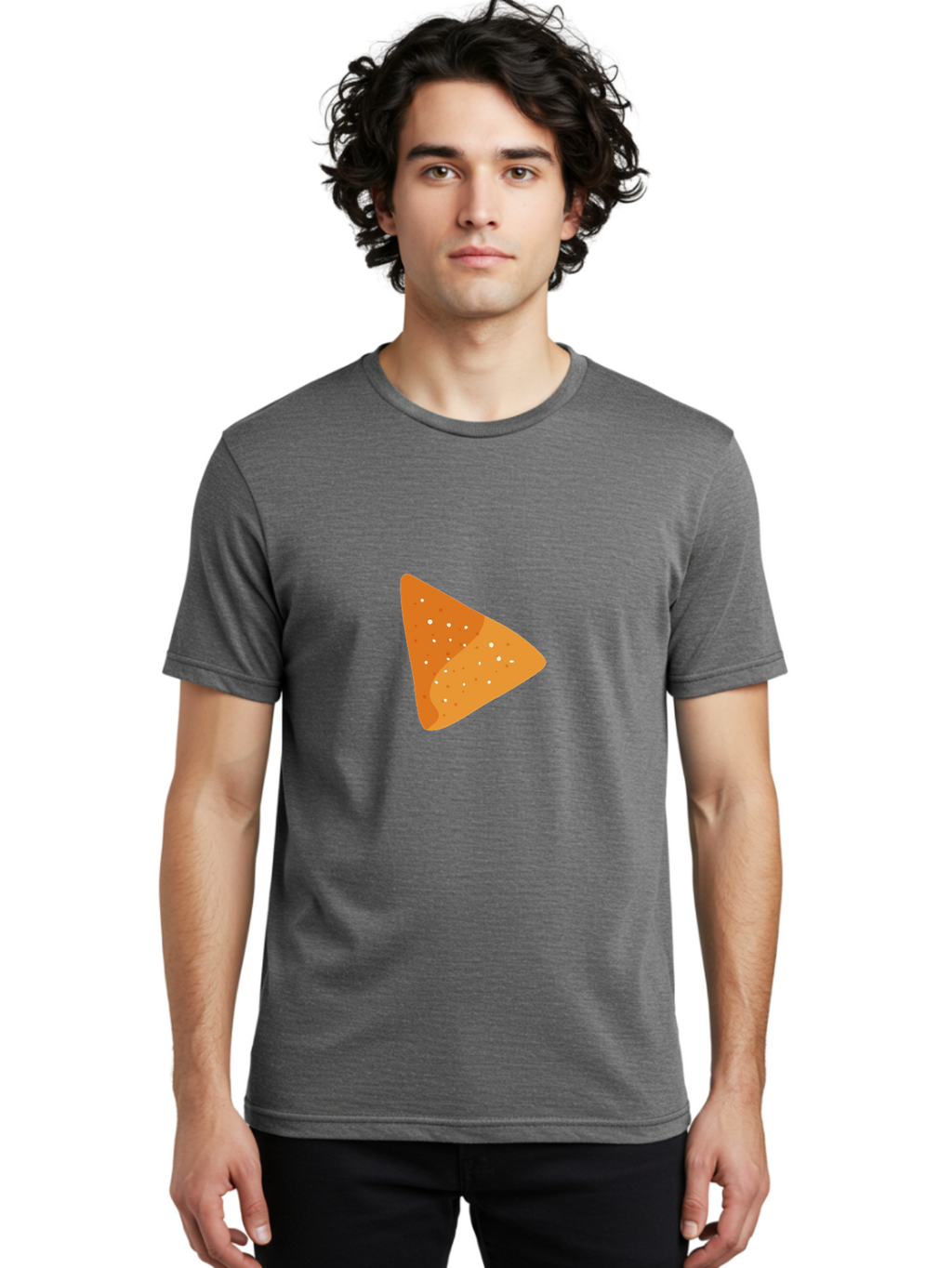 Doritos Men'S Graphic Tee, 100% Cotton, Comfortable Casual Summer Wear, Machine Washable, Play Button, Play Icon, Triangle Shape, Orange Color, Video Playback, Media Control, Simple Design, Modern Style Aad699