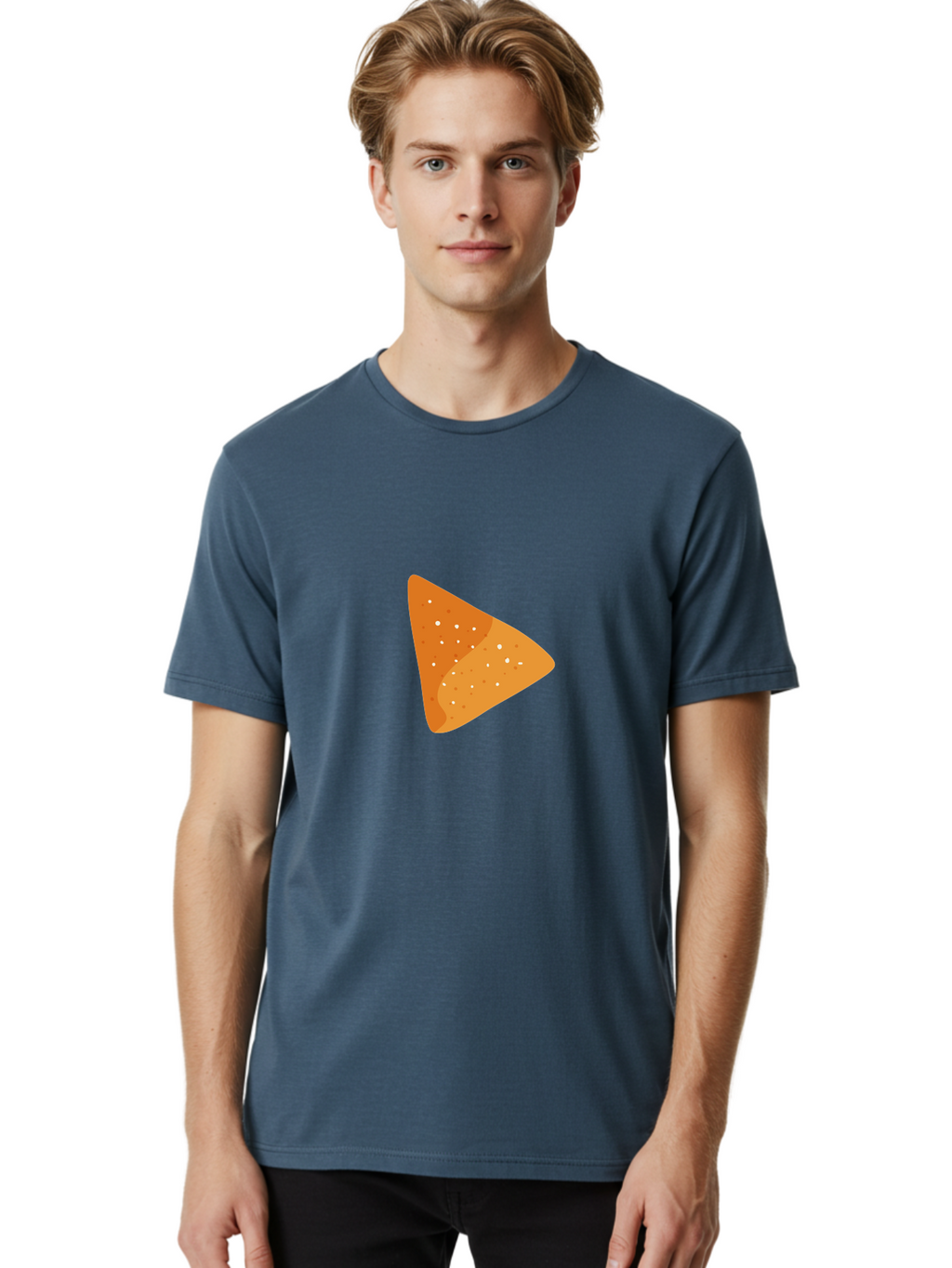 Doritos Men'S Graphic Tee, 100% Cotton, Comfortable Casual Summer Wear, Machine Washable, Play Button, Play Icon, Triangle Shape, Orange Color, Video Playback, Media Control, Simple Design, Modern Style Aad699
