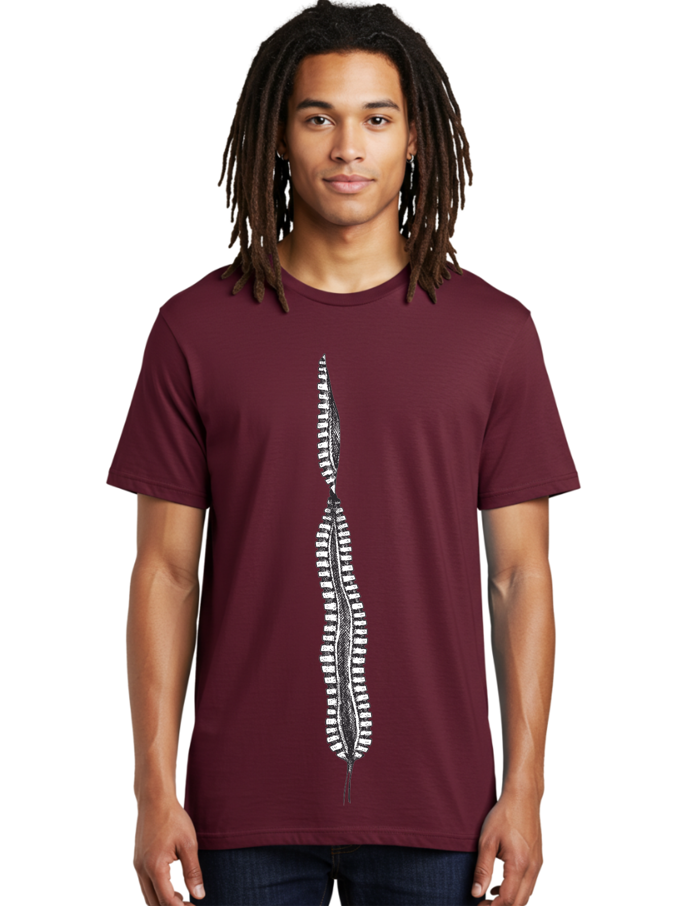 Feather-Silhouette Men'S Graphic Tee, 100% Cotton, Comfortable Casual Summer Wear, Machine Washable, Centipede, Black And White Illustration, Arthropod, Insect, Many Legs, Segmented Body, Detailed Drawing, Graphic Art, Insect Anatomy Aad700