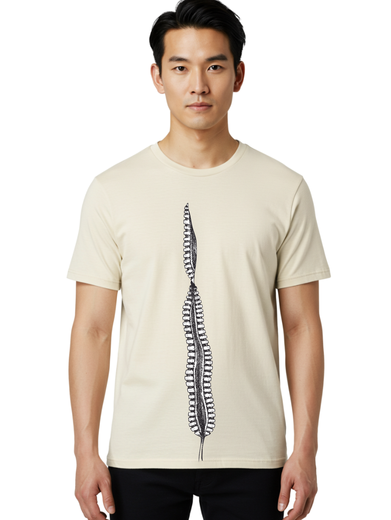 Feather-Silhouette Men'S Graphic Tee, 100% Cotton, Comfortable Casual Summer Wear, Machine Washable, Centipede, Black And White Illustration, Arthropod, Insect, Many Legs, Segmented Body, Detailed Drawing, Graphic Art, Insect Anatomy Aad700