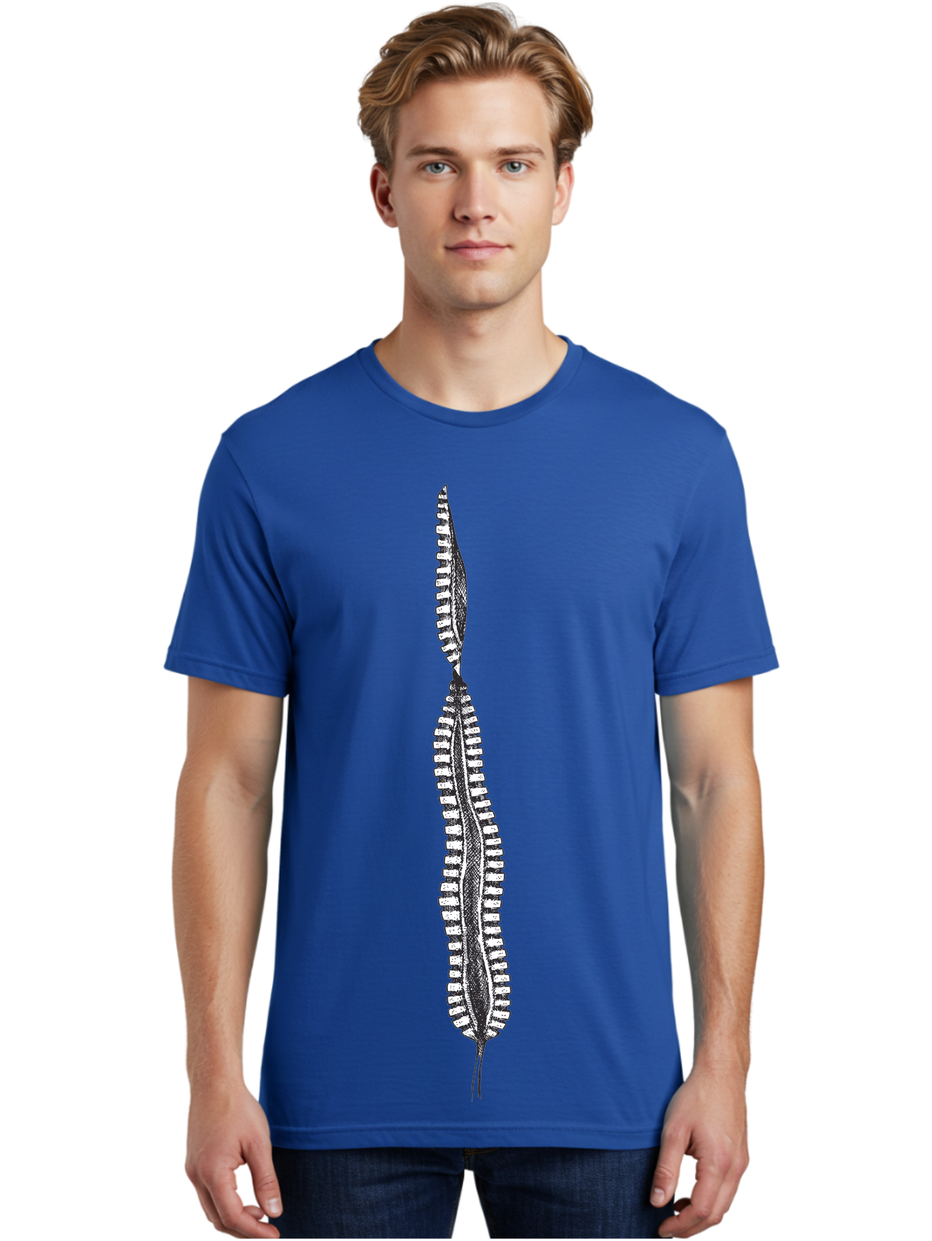 Feather-Silhouette Men'S Graphic Tee, 100% Cotton, Comfortable Casual Summer Wear, Machine Washable, Centipede, Black And White Illustration, Arthropod, Insect, Many Legs, Segmented Body, Detailed Drawing, Graphic Art, Insect Anatomy Aad700