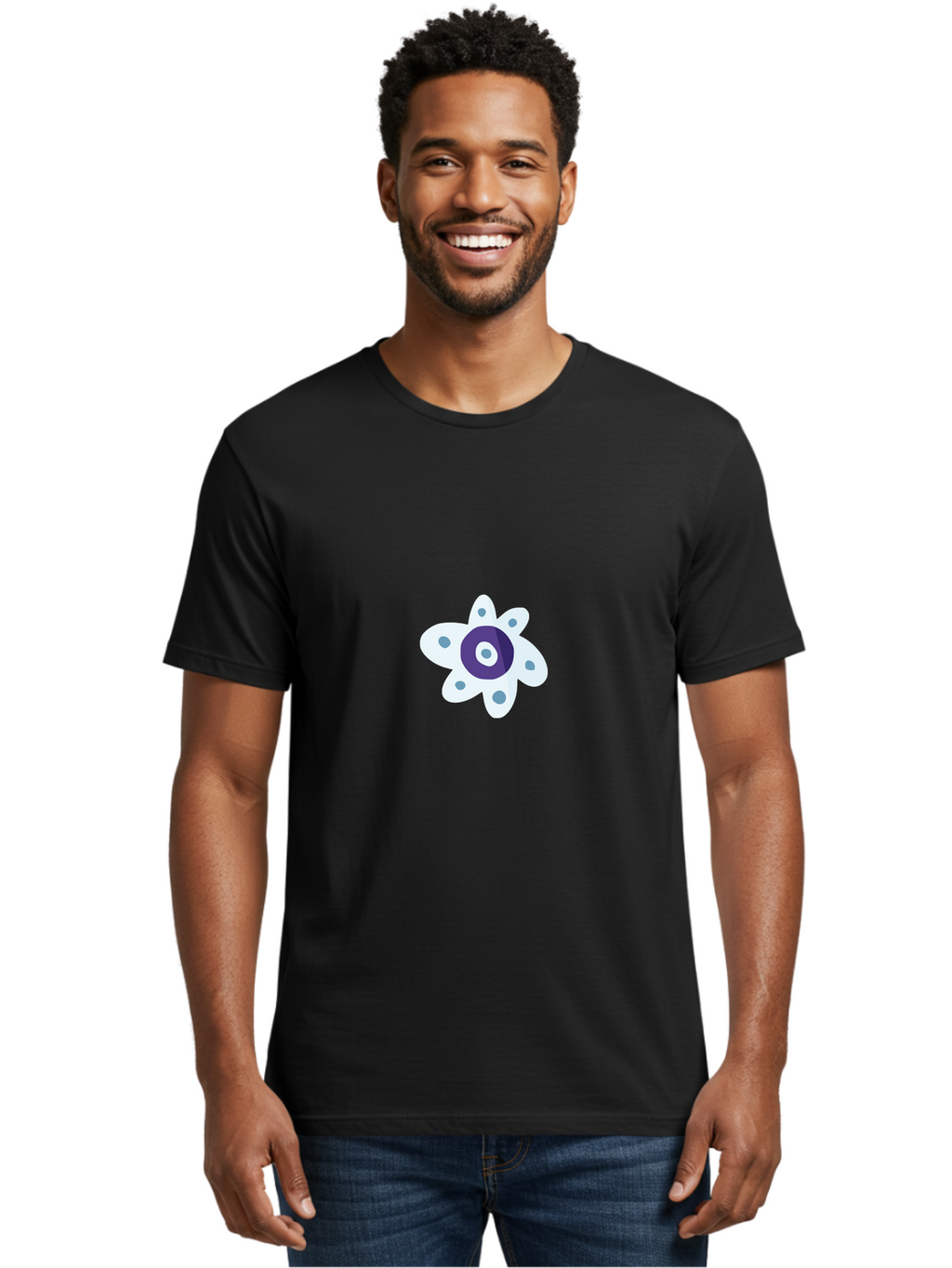 Fidget-Spinner Men'S Graphic Tee, 100% Cotton, Comfortable Casual Summer Wear, Machine Washable, Fidget Spinner, Flower Design, Purple Center, White Petals, Grey Dots, Spinning Toy, Stress Relief, Finger Play Aad701