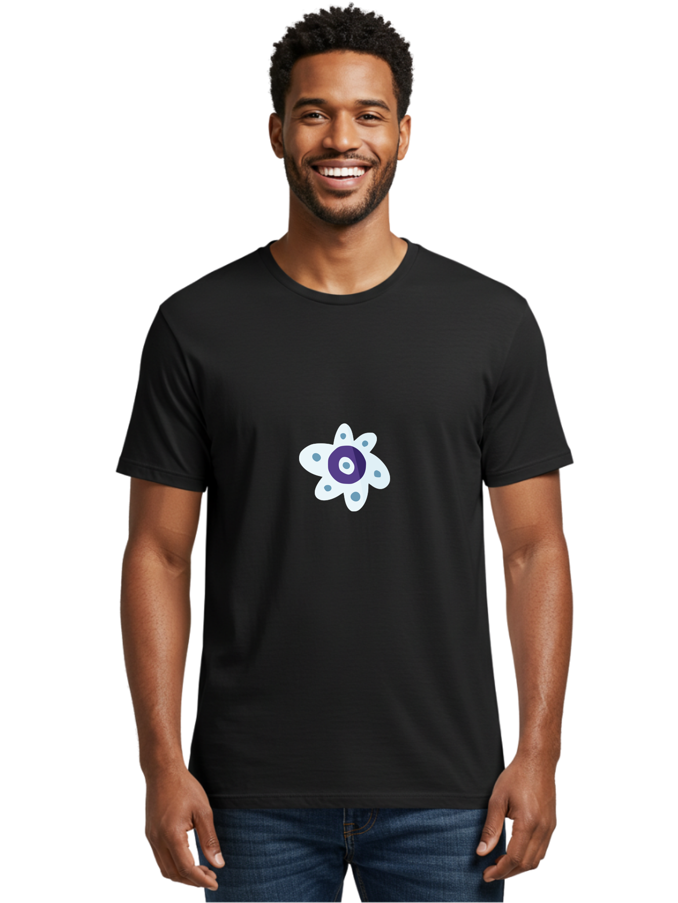 Fidget-Spinner Men'S Graphic Tee, 100% Cotton, Comfortable Casual Summer Wear, Machine Washable, Fidget Spinner, Flower Design, Purple Center, White Petals, Grey Dots, Spinning Toy, Stress Relief, Finger Play Aad701