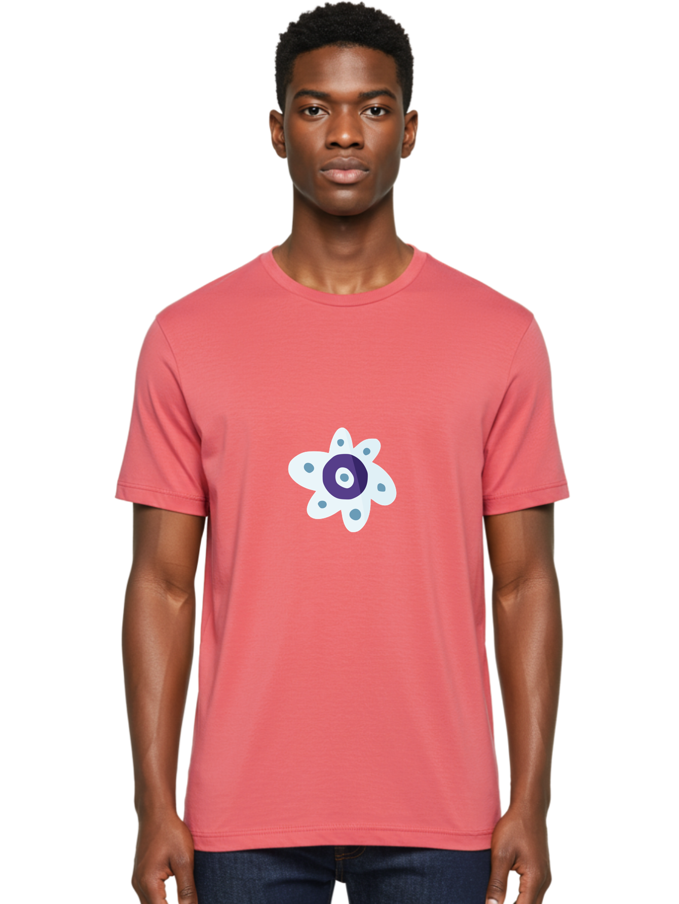 Fidget-Spinner Men'S Graphic Tee, 100% Cotton, Comfortable Casual Summer Wear, Machine Washable, Fidget Spinner, Flower Design, Purple Center, White Petals, Grey Dots, Spinning Toy, Stress Relief, Finger Play Aad701