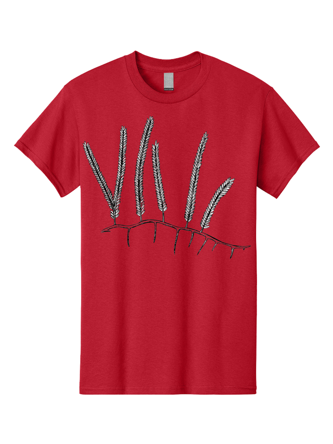 Grass-Plant Men'S Graphic Tee, 100% Cotton, Comfortable Casual Summer Wear, Machine Washable, Wheat Plant Illustration, Grassy Stalks, Leafy Foliage, Botanical Art, Simple Design, Black And White, Wheat Ears Aad702