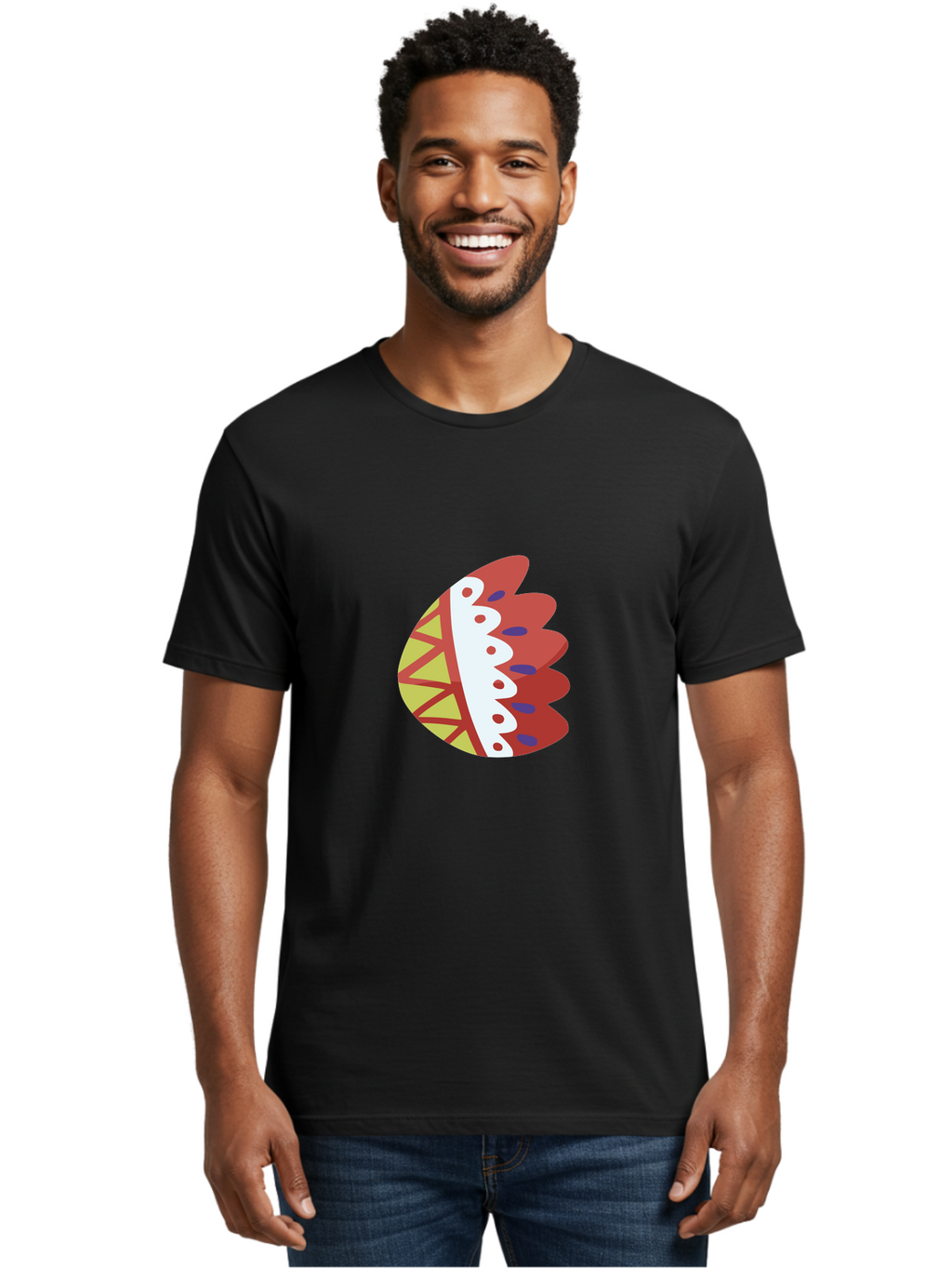 Headdress-Feather Men'S Graphic Tee, 100% Cotton, Comfortable Casual Summer Wear, Machine Washable, Stylish Footwear, Athletic Shoe, Sneaker Design, Colorful Patterns, Sporty Vibe, Modern Fashion, Comfortable Shoes Aad704