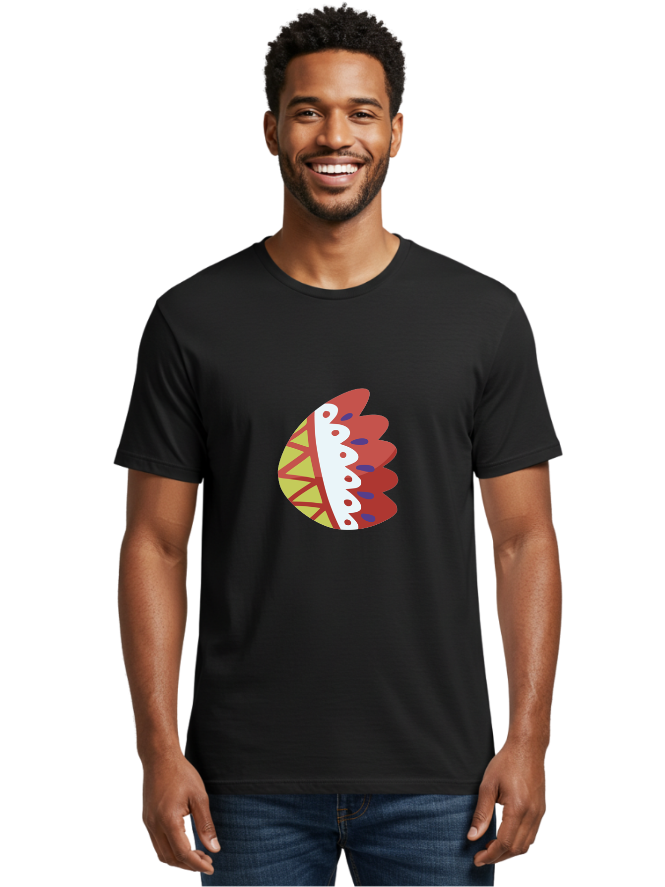 Headdress-Feather Men'S Graphic Tee, 100% Cotton, Comfortable Casual Summer Wear, Machine Washable, Stylish Footwear, Athletic Shoe, Sneaker Design, Colorful Patterns, Sporty Vibe, Modern Fashion, Comfortable Shoes Aad704