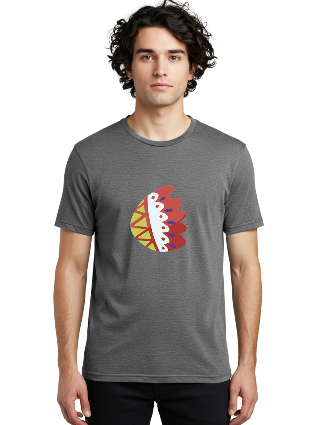 Headdress-Feather Men'S Graphic Tee, 100% Cotton, Comfortable Casual Summer Wear, Machine Washable, Stylish Footwear, Athletic Shoe, Sneaker Design, Colorful Patterns, Sporty Vibe, Modern Fashion, Comfortable Shoes Aad704