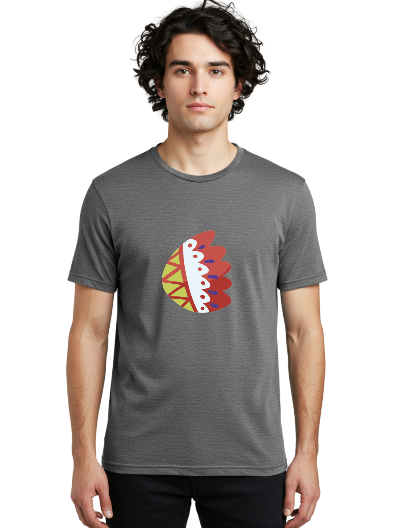 Headdress-Feather Men'S Graphic Tee, 100% Cotton, Comfortable Casual Summer Wear, Machine Washable, Stylish Footwear, Athletic Shoe, Sneaker Design, Colorful Patterns, Sporty Vibe, Modern Fashion, Comfortable Shoes Aad704