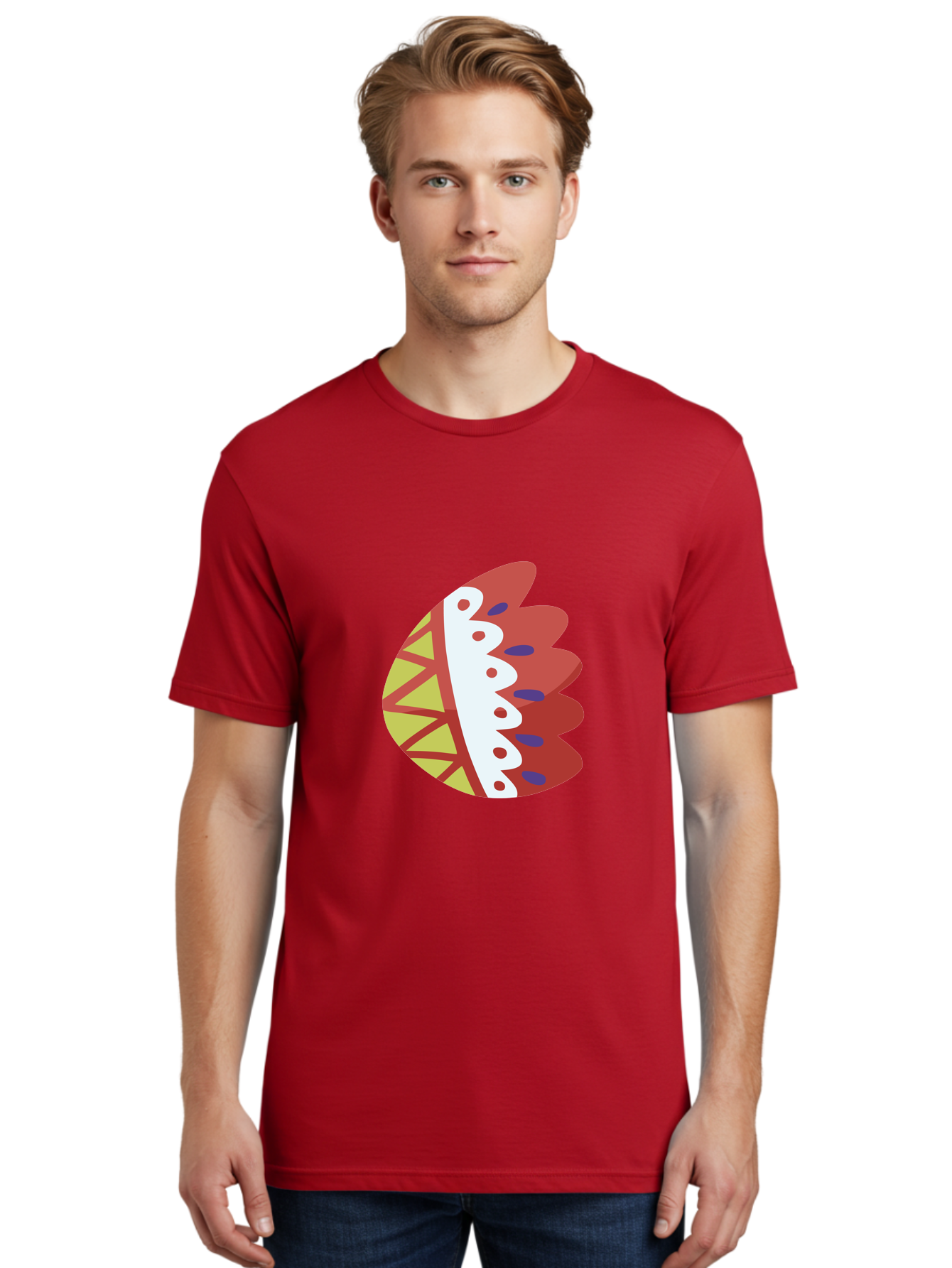 Headdress-Feather Men'S Graphic Tee, 100% Cotton, Comfortable Casual Summer Wear, Machine Washable, Stylish Footwear, Athletic Shoe, Sneaker Design, Colorful Patterns, Sporty Vibe, Modern Fashion, Comfortable Shoes Aad704