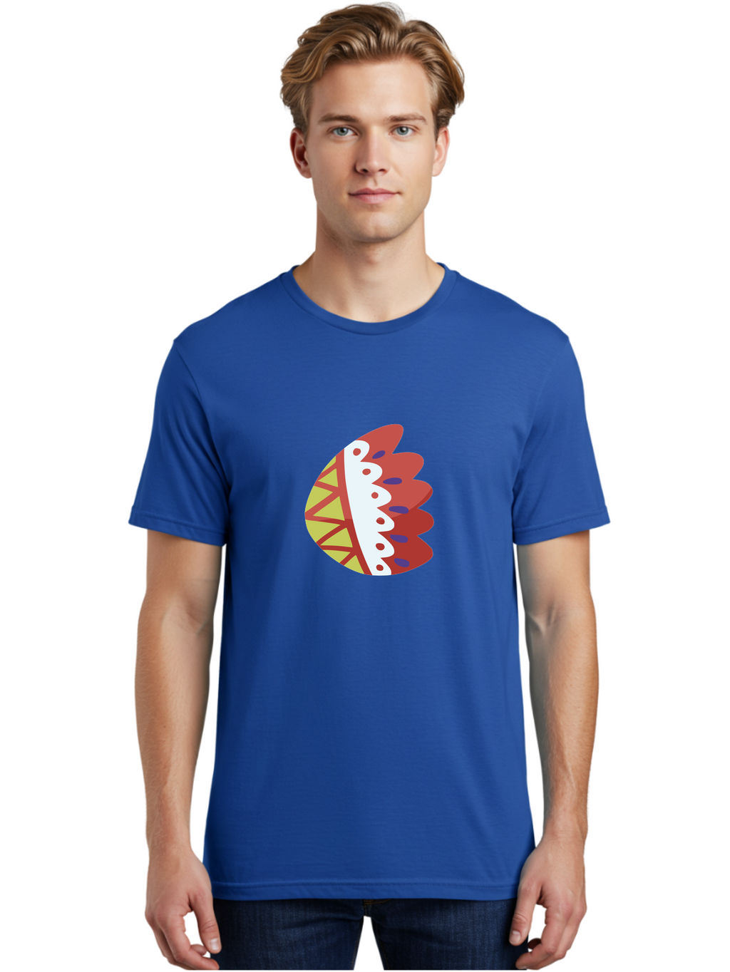 Headdress-Feather Men'S Graphic Tee, 100% Cotton, Comfortable Casual Summer Wear, Machine Washable, Stylish Footwear, Athletic Shoe, Sneaker Design, Colorful Patterns, Sporty Vibe, Modern Fashion, Comfortable Shoes Aad704
