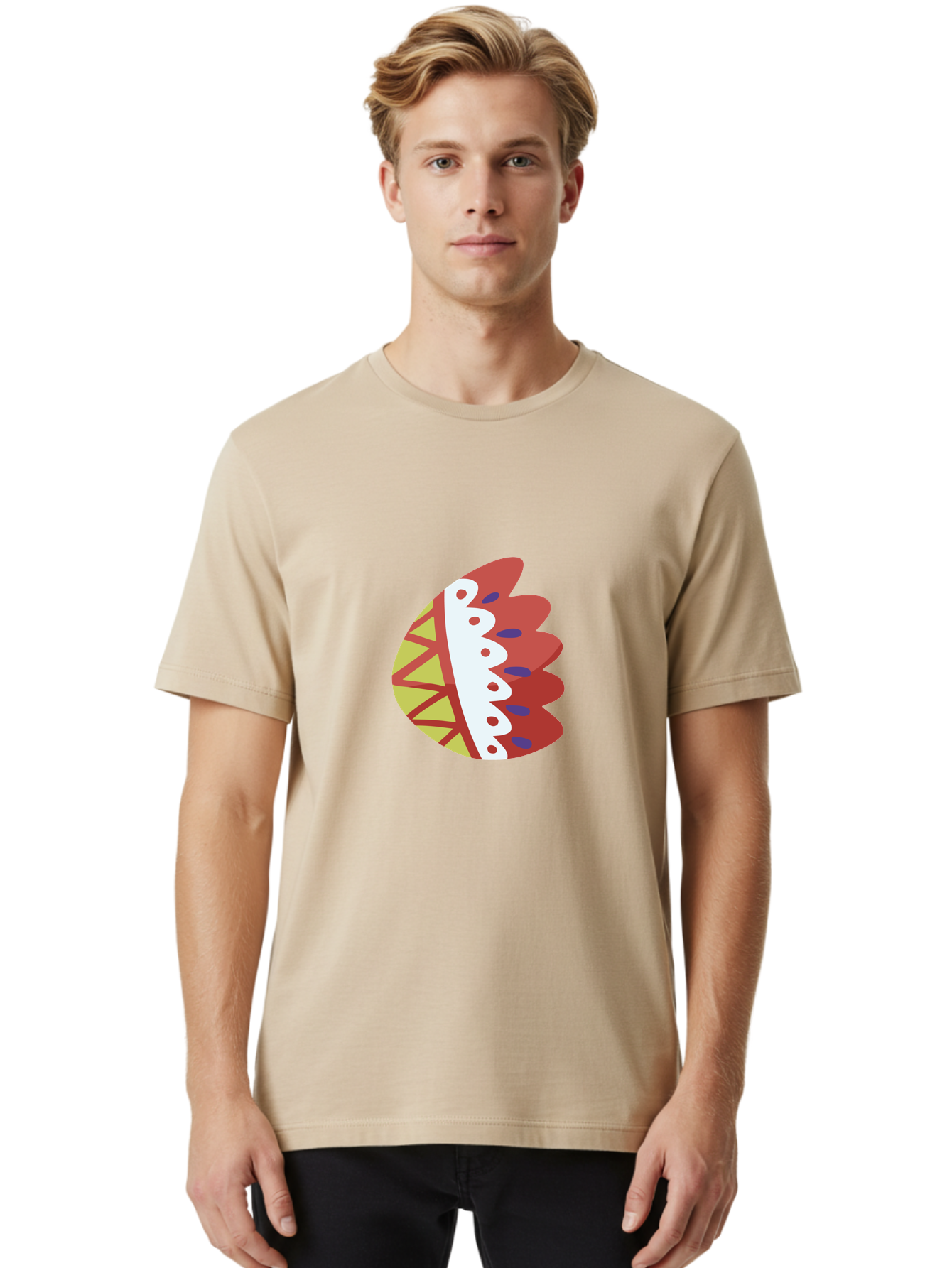 Headdress-Feather Men'S Graphic Tee, 100% Cotton, Comfortable Casual Summer Wear, Machine Washable, Stylish Footwear, Athletic Shoe, Sneaker Design, Colorful Patterns, Sporty Vibe, Modern Fashion, Comfortable Shoes Aad704
