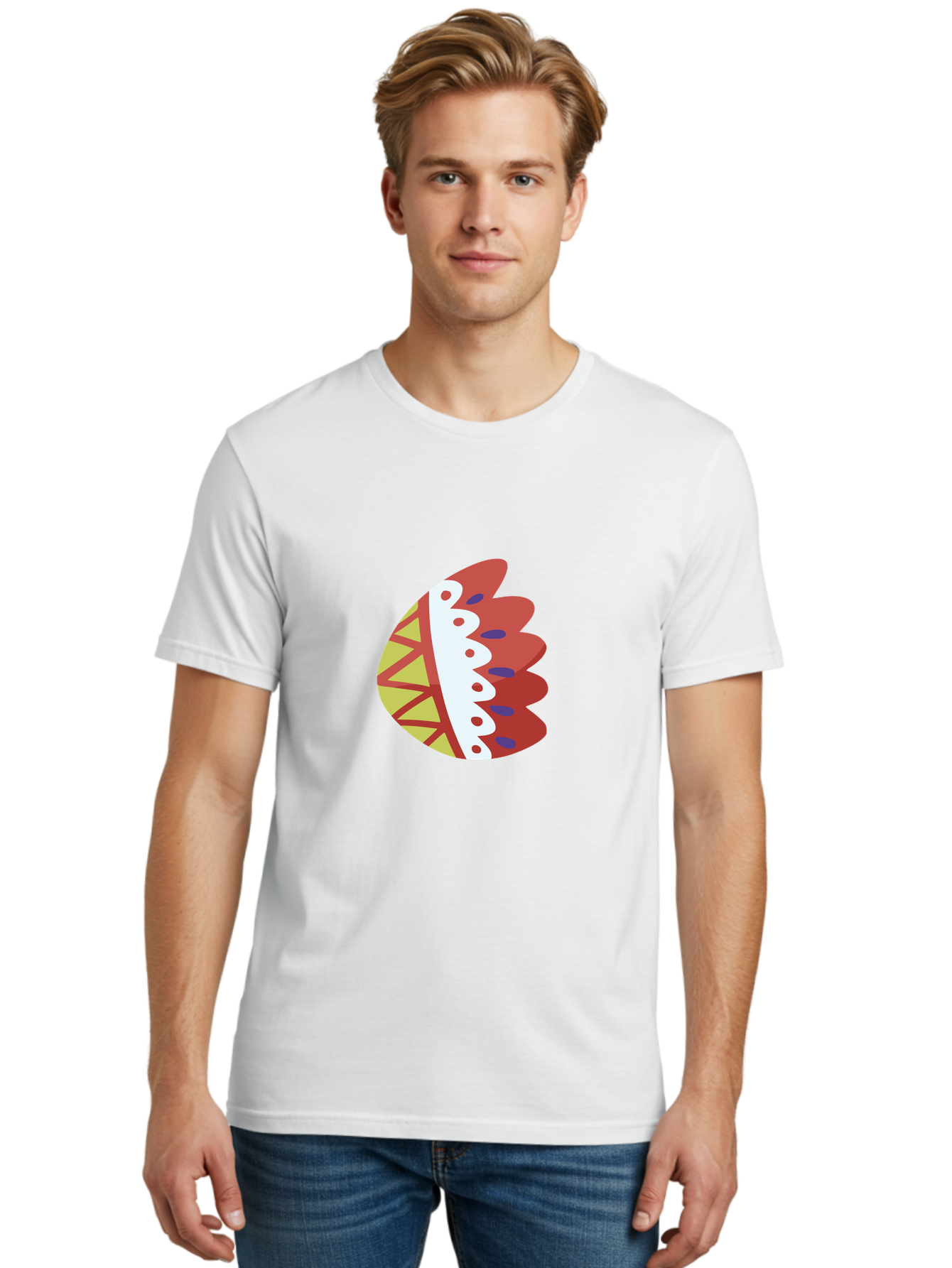 Headdress-Feather Men'S Graphic Tee, 100% Cotton, Comfortable Casual Summer Wear, Machine Washable, Stylish Footwear, Athletic Shoe, Sneaker Design, Colorful Patterns, Sporty Vibe, Modern Fashion, Comfortable Shoes Aad704