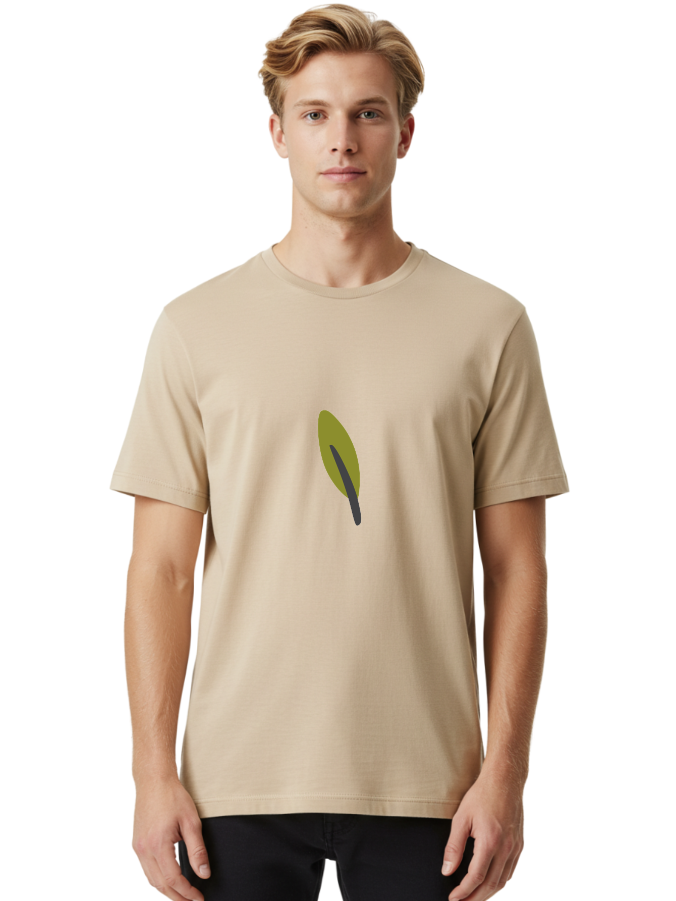 Knife Men'S Graphic Tee, 100% Cotton, Comfortable Casual Summer Wear, Machine Washable, Black Feather, Simple Design, Minimalist Art, Digital Illustration, Abstract Shape, Modern Graphics, Stylized Feather Aad707