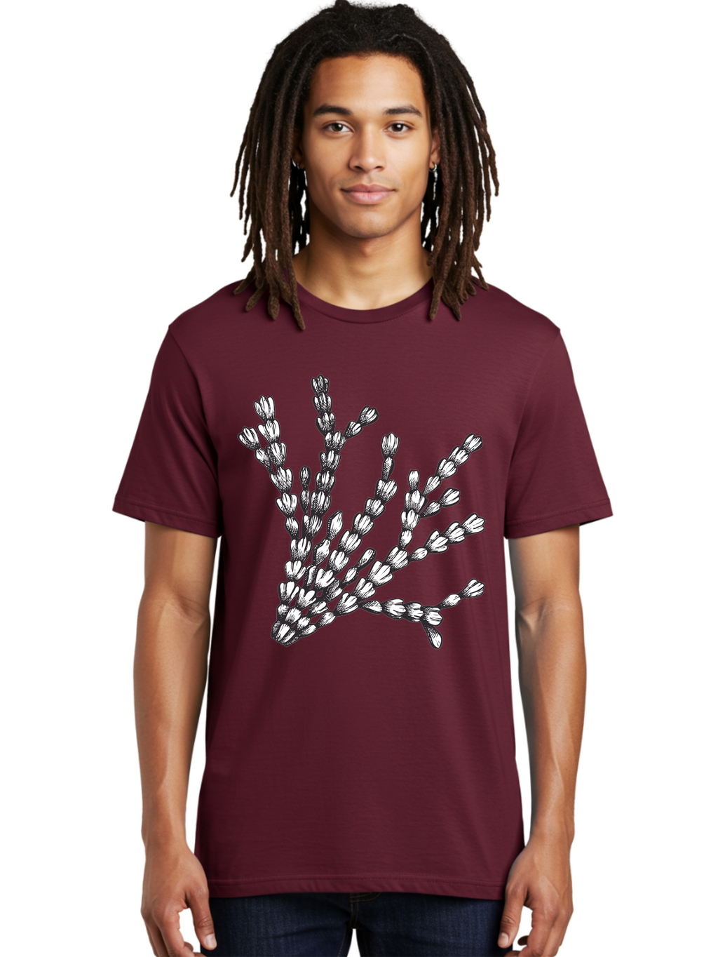 Lavender-Sprigs Men'S Graphic Tee, 100% Cotton, Comfortable Casual Summer Wear, Machine Washable, Hand-Drawn Lavender Sprigs, Black And White Illustration, Floral Design, Elegant Stems, Delicate Flowers, Artistic Rendering, Botanical Art, Aad708