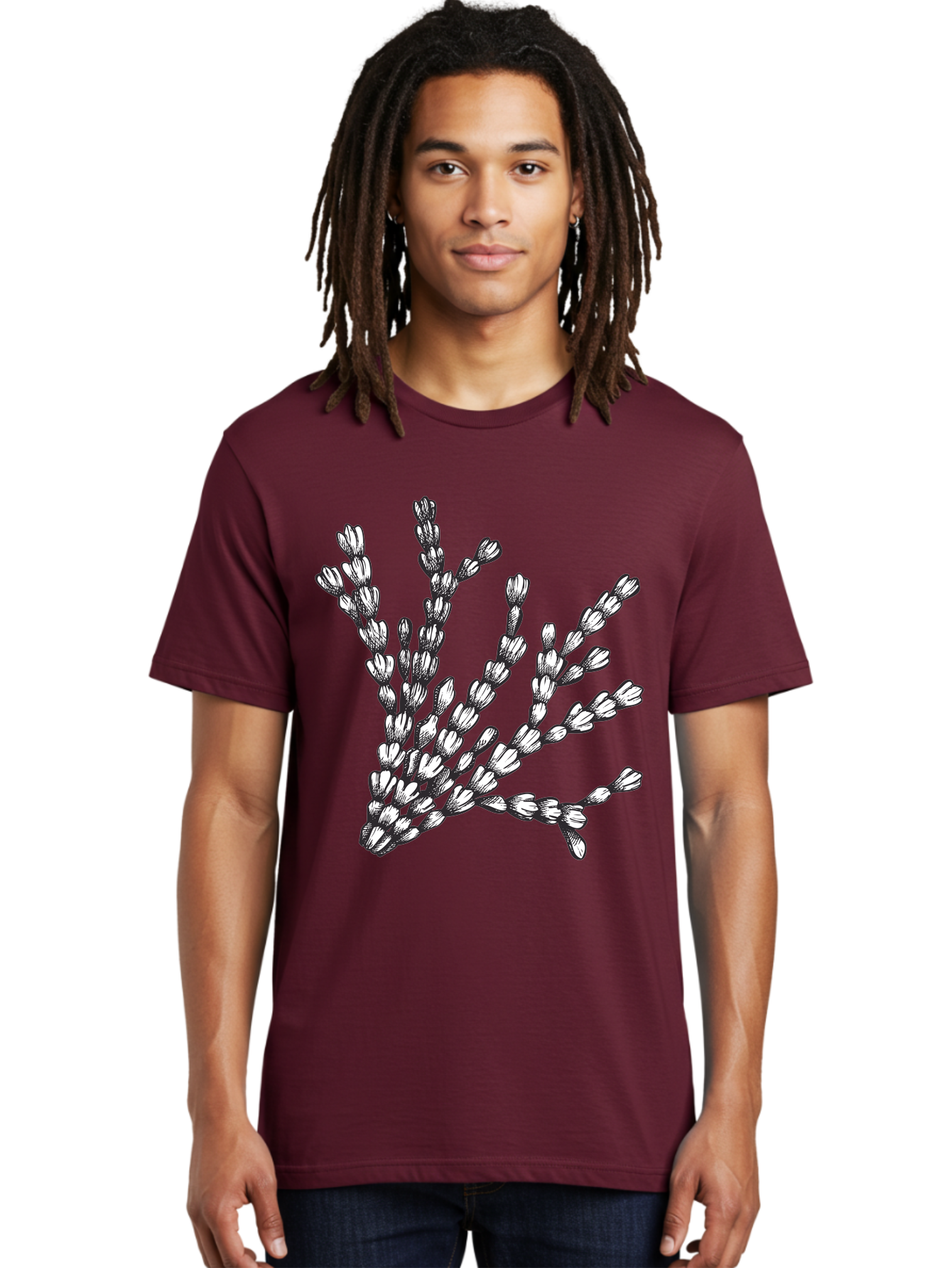 Lavender-Sprigs Men'S Graphic Tee, 100% Cotton, Comfortable Casual Summer Wear, Machine Washable, Hand-Drawn Lavender Sprigs, Black And White Illustration, Floral Design, Elegant Stems, Delicate Flowers, Artistic Rendering, Botanical Art, Aad708