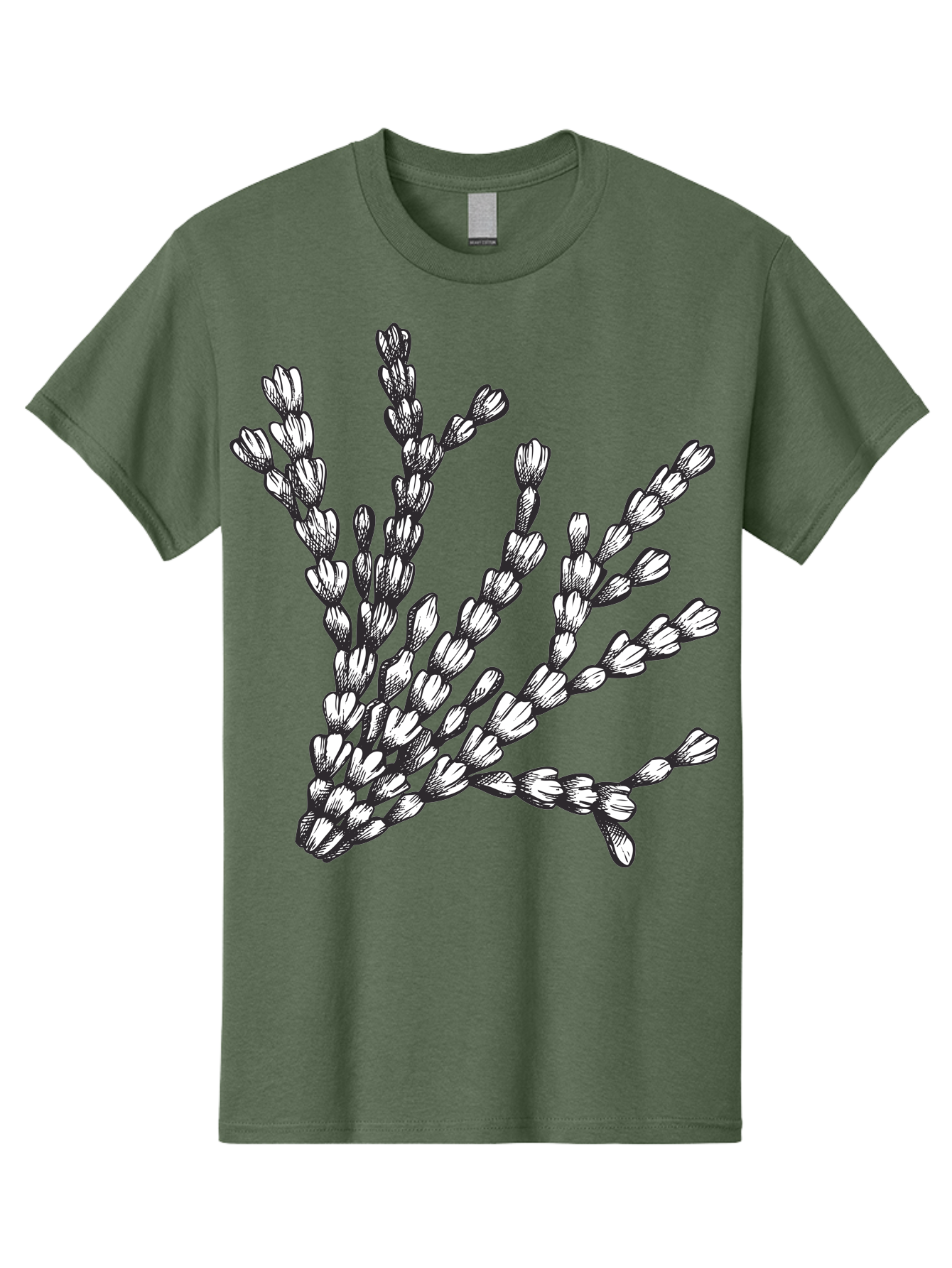Lavender-Sprigs Men'S Graphic Tee, 100% Cotton, Comfortable Casual Summer Wear, Machine Washable, Hand-Drawn Lavender Sprigs, Black And White Illustration, Floral Design, Elegant Stems, Delicate Flowers, Artistic Rendering, Botanical Art, Aad708