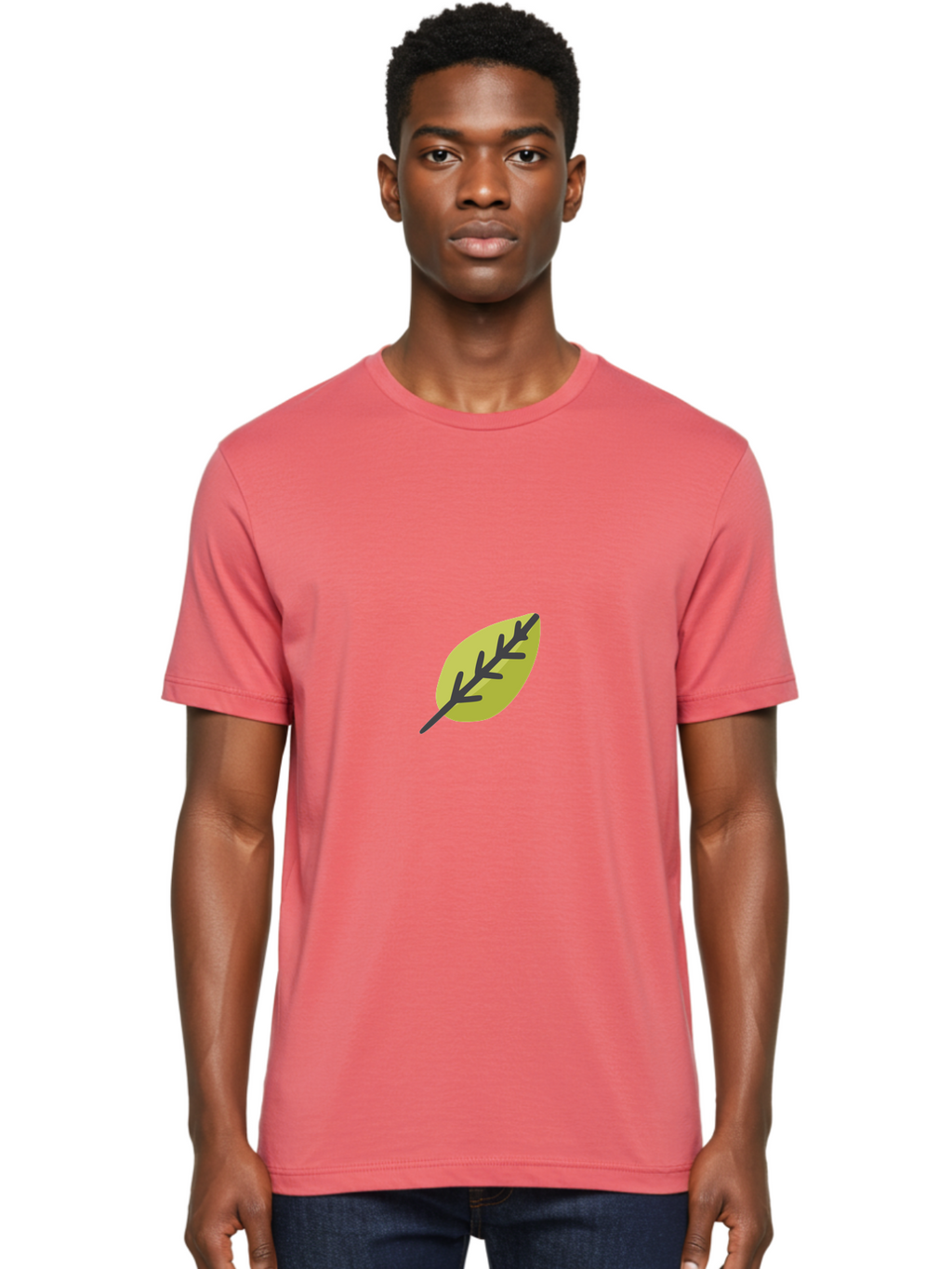 Leaf-2 Men'S Graphic Tee, 100% Cotton, Comfortable Casual Summer Wear, Machine Washable, Simple Leaf Design, Minimalist Art, Stylized Foliage, Yellow Leaf, Dark Veins, Modern Illustration, Nature-Inspired Graphics Aad710
