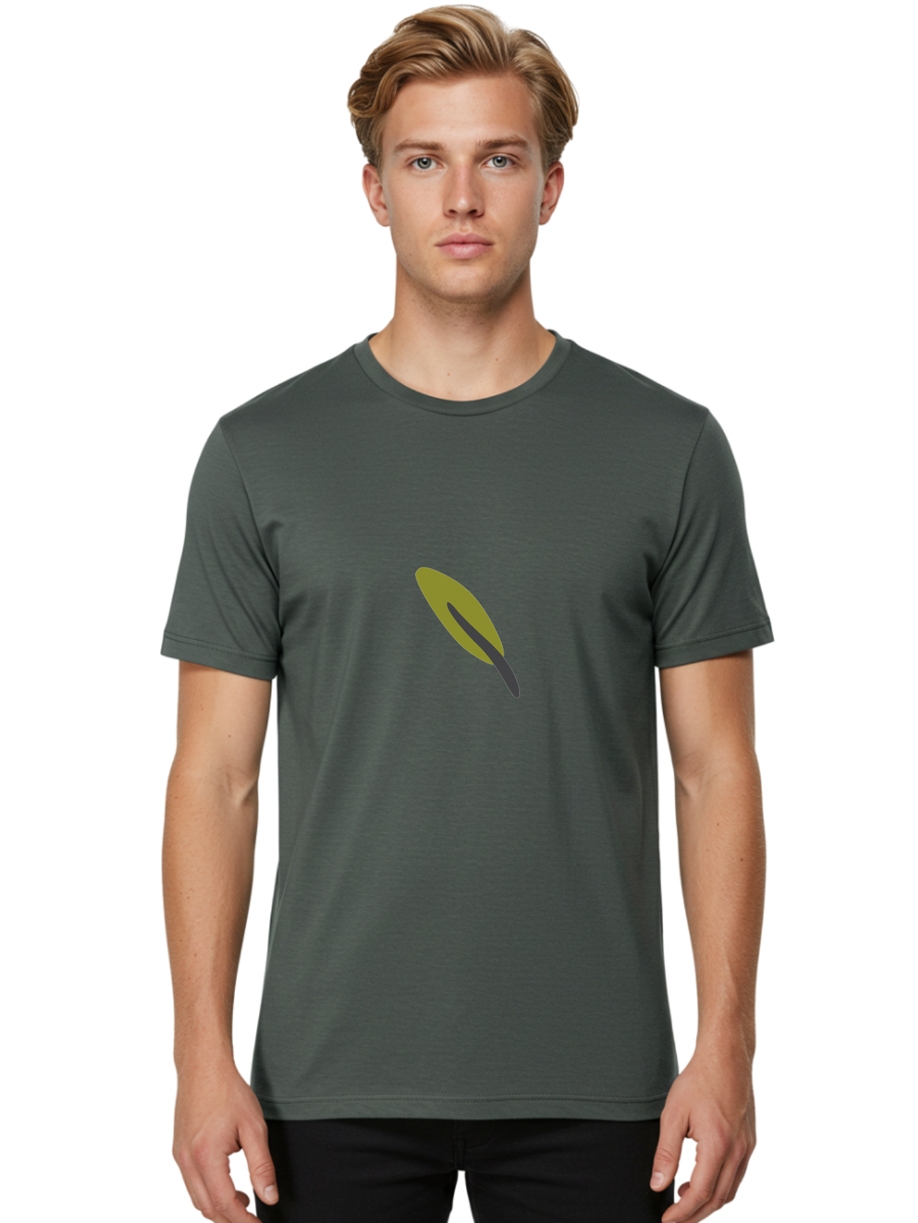 Leaf-3 Men'S Graphic Tee, 100% Cotton, Comfortable Casual Summer Wear, Machine Washable, Leaf Icon, Simple Design, Minimalist Art, Botanical Symbol, Graphic Illustration, Earthy Tones, Digital Art, Foliage Representation Aad711