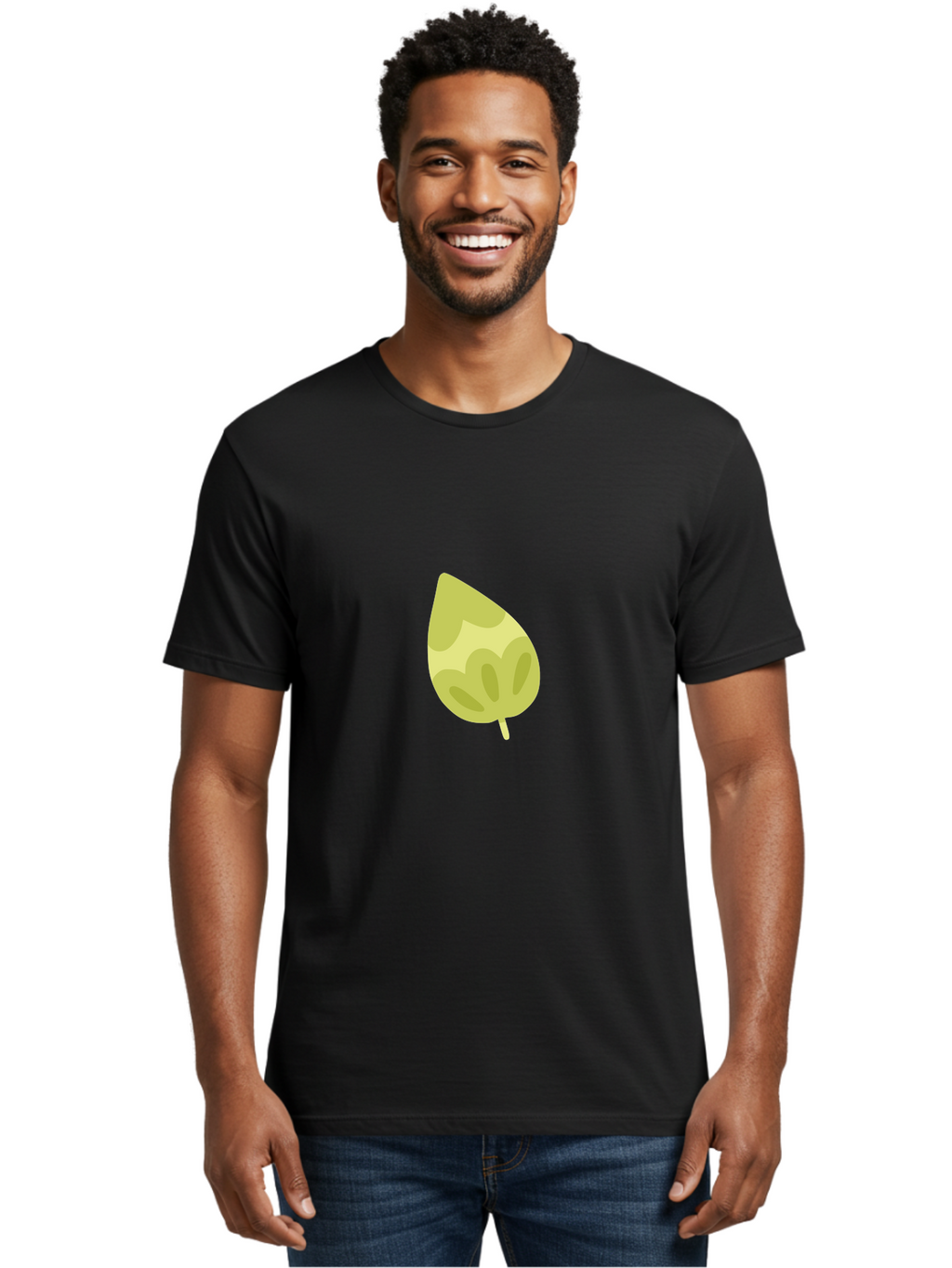 Leaf-4 Men'S Graphic Tee, 100% Cotton, Comfortable Casual Summer Wear, Machine Washable, Turnip Graphics, Cartoon Leaf, Yellow Leaf, Leaf Illustration, Simple Design, Digital Art, Minimalist Style, Leaf Pattern Aad712