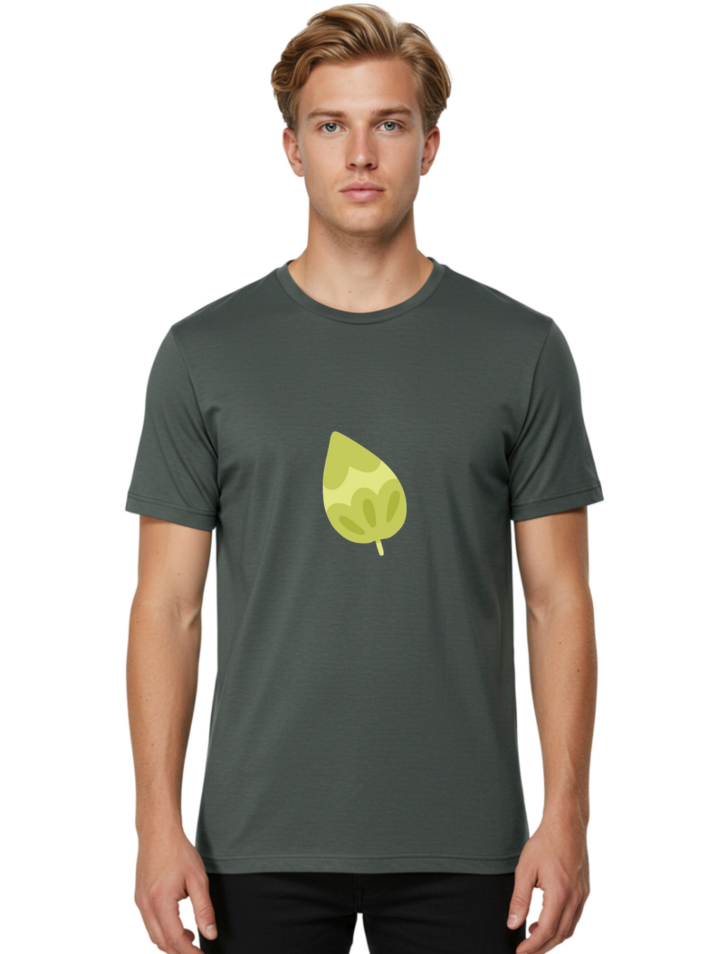 Leaf-4 Men'S Graphic Tee, 100% Cotton, Comfortable Casual Summer Wear, Machine Washable, Turnip Graphics, Cartoon Leaf, Yellow Leaf, Leaf Illustration, Simple Design, Digital Art, Minimalist Style, Leaf Pattern Aad712