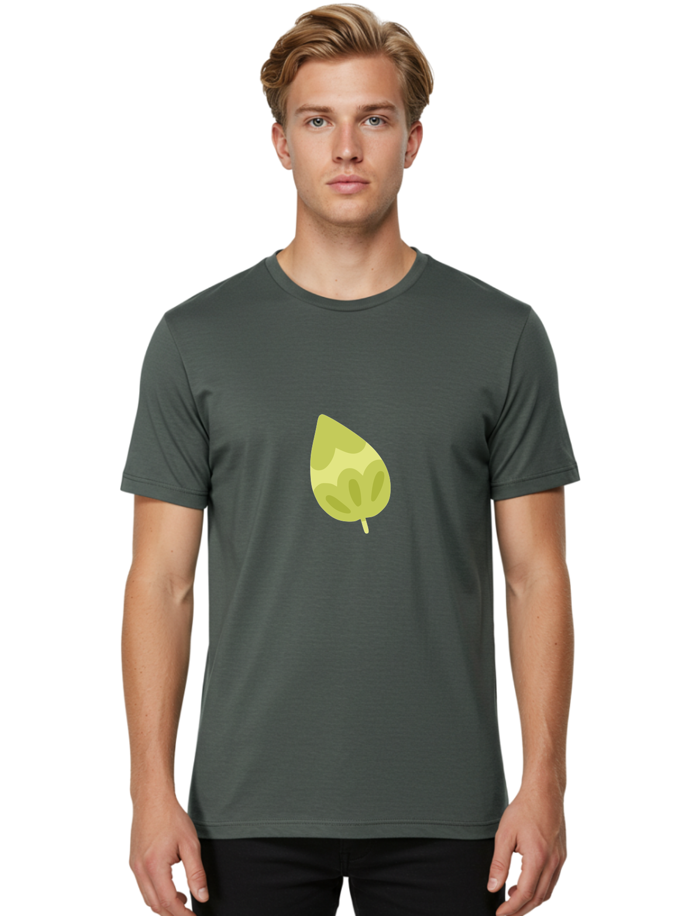 Leaf-4 Men'S Graphic Tee, 100% Cotton, Comfortable Casual Summer Wear, Machine Washable, Turnip Graphics, Cartoon Leaf, Yellow Leaf, Leaf Illustration, Simple Design, Digital Art, Minimalist Style, Leaf Pattern Aad712