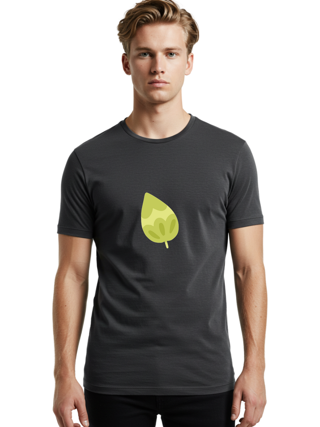 Leaf-4 Men'S Graphic Tee, 100% Cotton, Comfortable Casual Summer Wear, Machine Washable, Turnip Graphics, Cartoon Leaf, Yellow Leaf, Leaf Illustration, Simple Design, Digital Art, Minimalist Style, Leaf Pattern Aad712