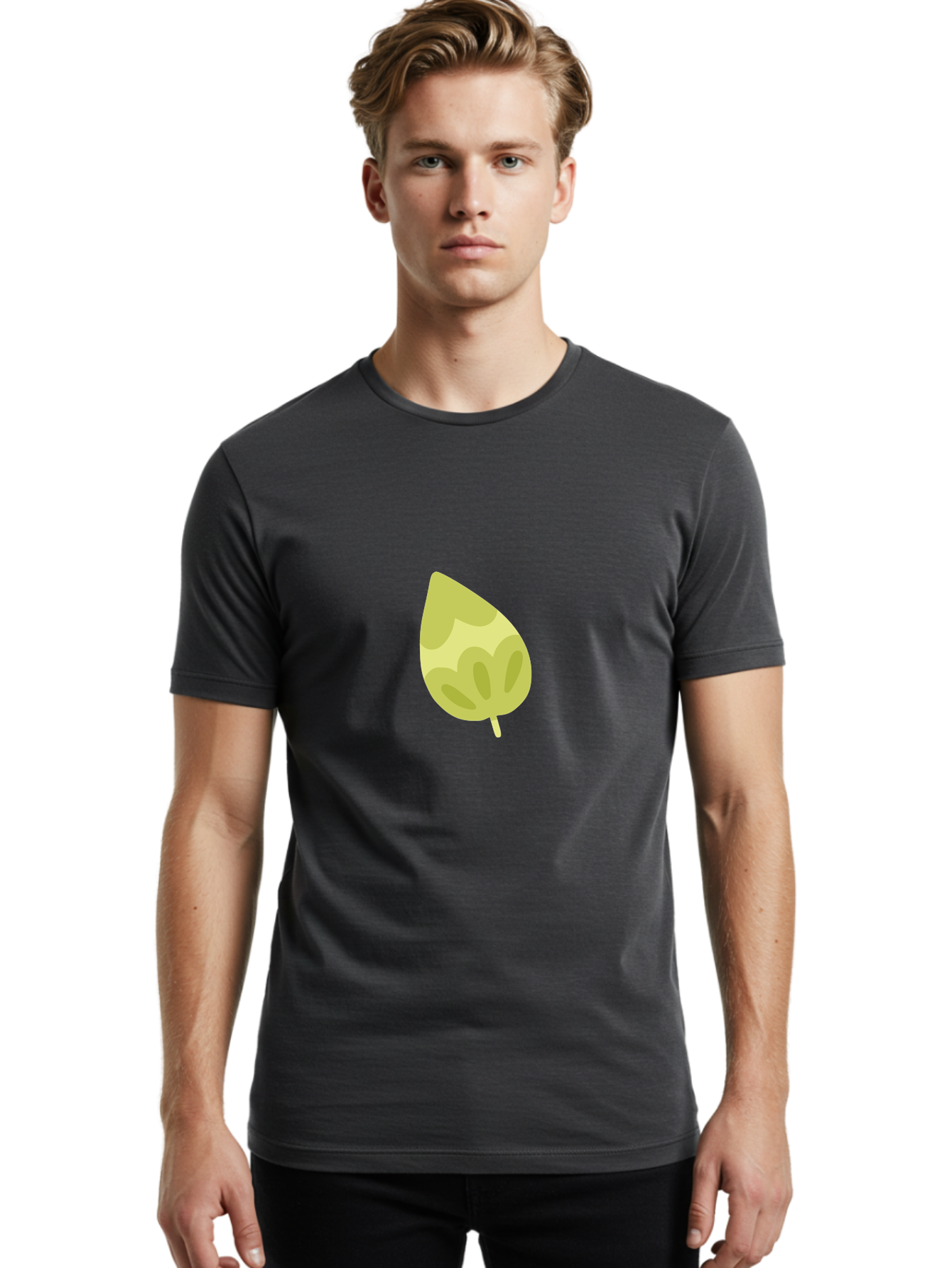 Leaf-4 Men'S Graphic Tee, 100% Cotton, Comfortable Casual Summer Wear, Machine Washable, Turnip Graphics, Cartoon Leaf, Yellow Leaf, Leaf Illustration, Simple Design, Digital Art, Minimalist Style, Leaf Pattern Aad712