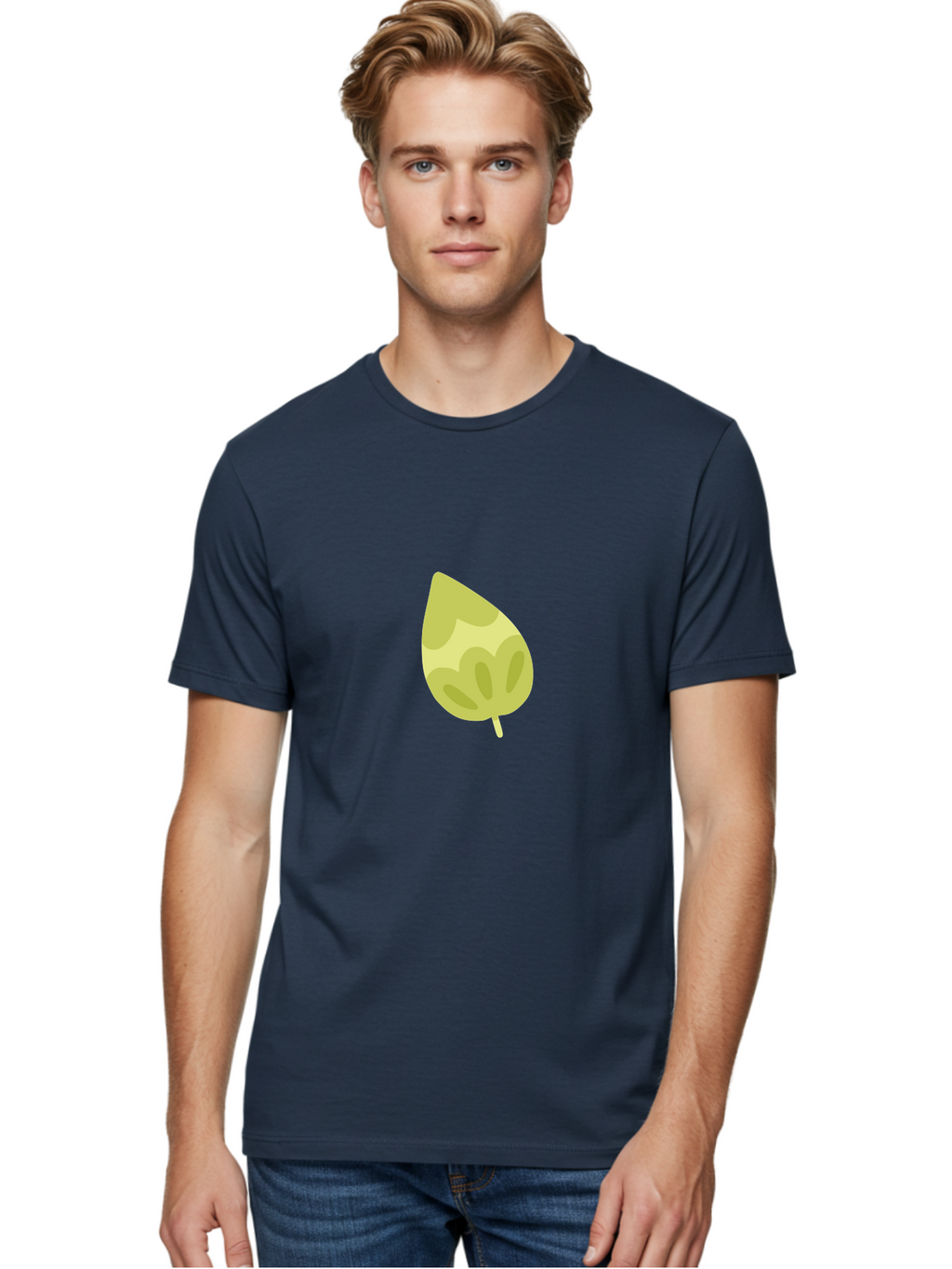Leaf-4 Men'S Graphic Tee, 100% Cotton, Comfortable Casual Summer Wear, Machine Washable, Turnip Graphics, Cartoon Leaf, Yellow Leaf, Leaf Illustration, Simple Design, Digital Art, Minimalist Style, Leaf Pattern Aad712