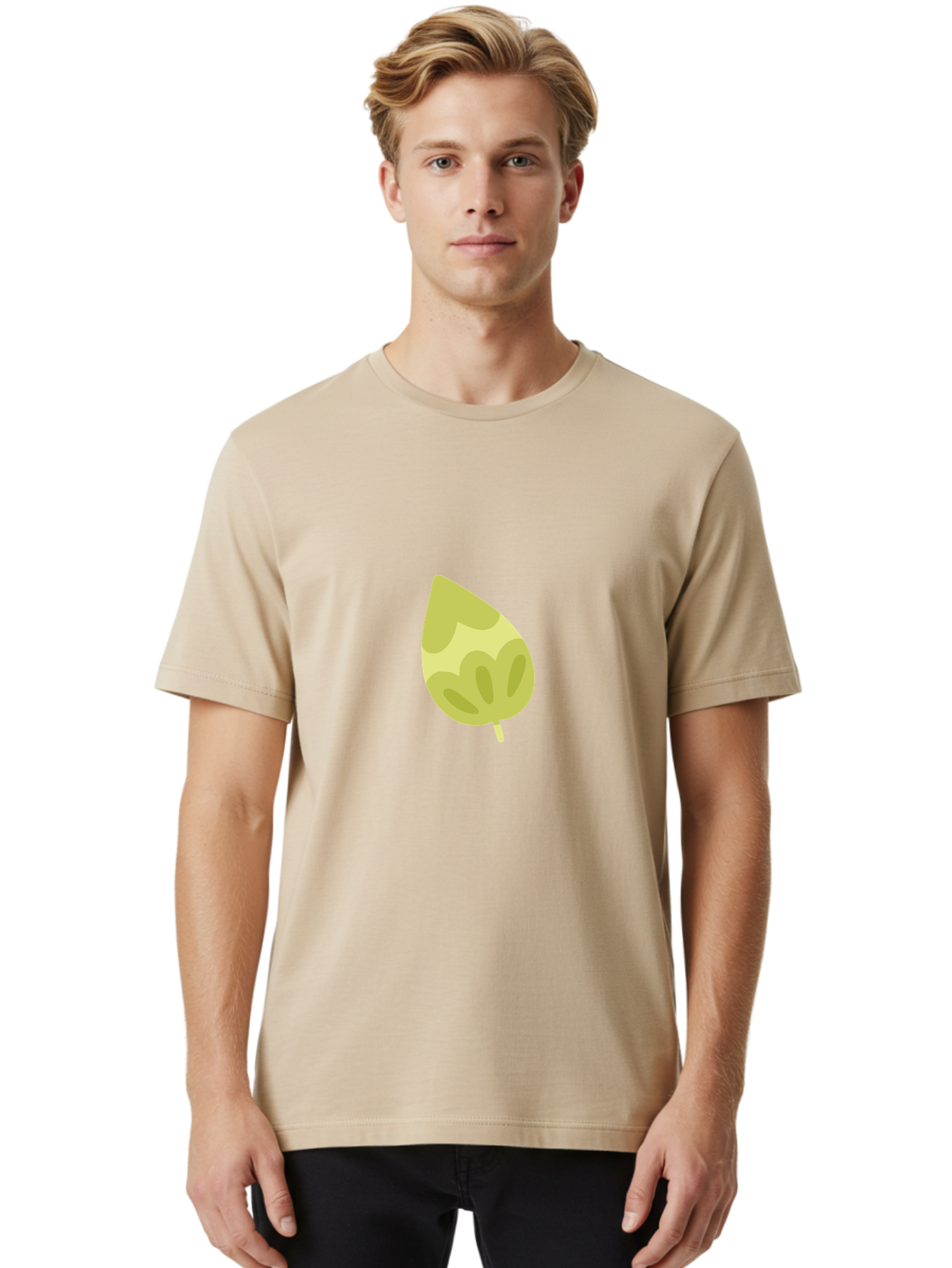 Leaf-4 Men'S Graphic Tee, 100% Cotton, Comfortable Casual Summer Wear, Machine Washable, Turnip Graphics, Cartoon Leaf, Yellow Leaf, Leaf Illustration, Simple Design, Digital Art, Minimalist Style, Leaf Pattern Aad712