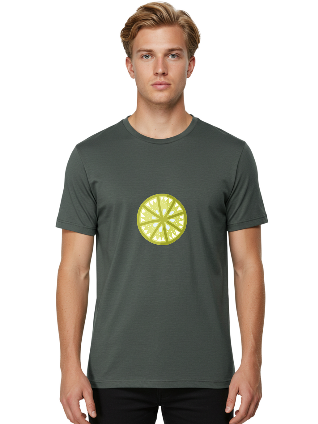 Lemon-Slice Men'S Graphic Tee, 100% Cotton, Comfortable Casual Summer Wear, Machine Washable, Lemon Slice, Citrus Fruit, Juicy Pulp, Yellow Lemon, Segmented Citrus, Vibrant Citrus, Fresh Lemon Slice, Lemon Wedge Aad715