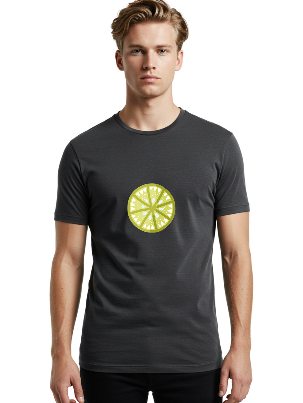Lemon-Slice Men'S Graphic Tee, 100% Cotton, Comfortable Casual Summer Wear, Machine Washable, Lemon Slice, Citrus Fruit, Juicy Pulp, Yellow Lemon, Segmented Citrus, Vibrant Citrus, Fresh Lemon Slice, Lemon Wedge Aad715